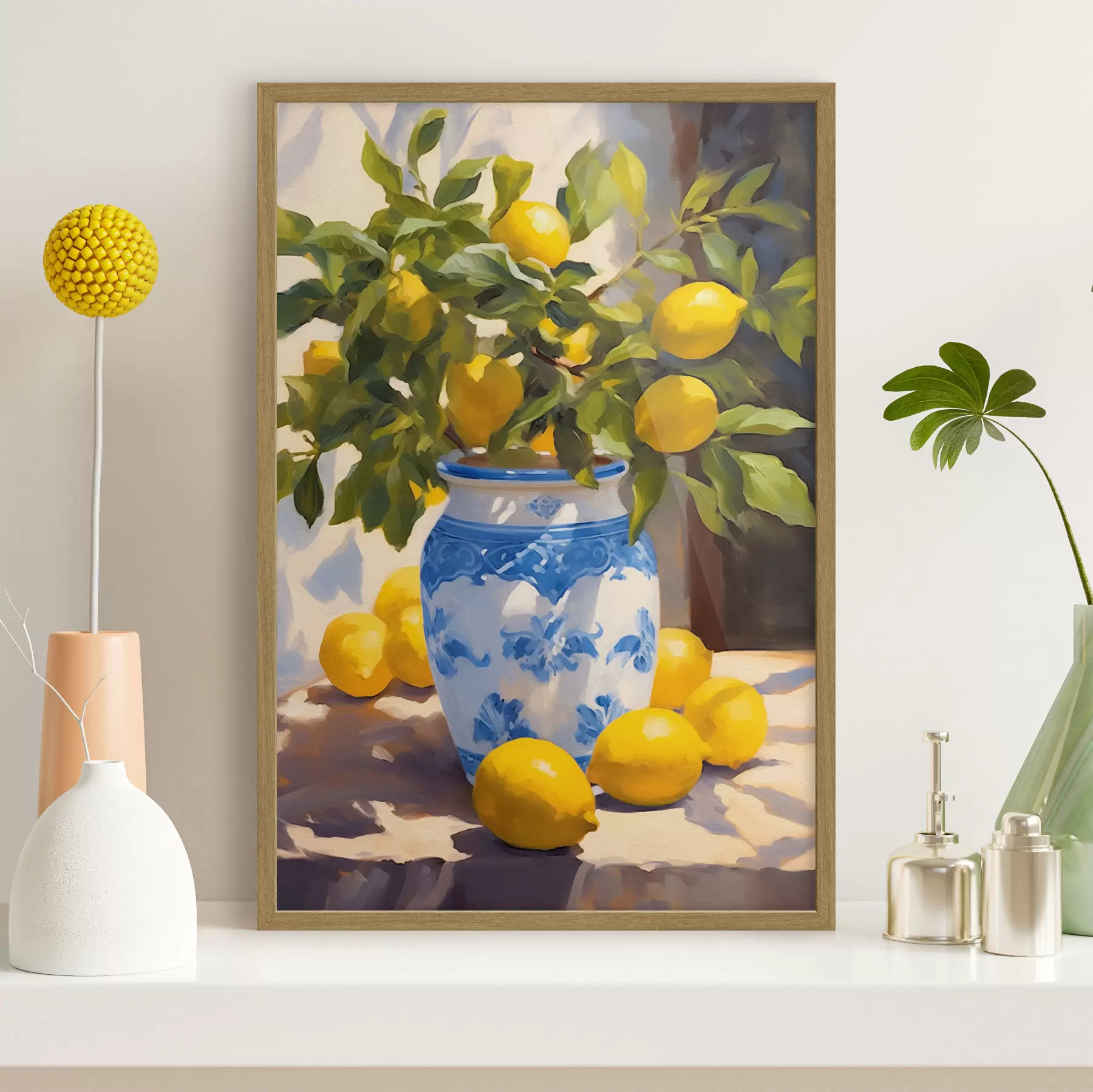 Fototapete Vase und Zitronen f41790