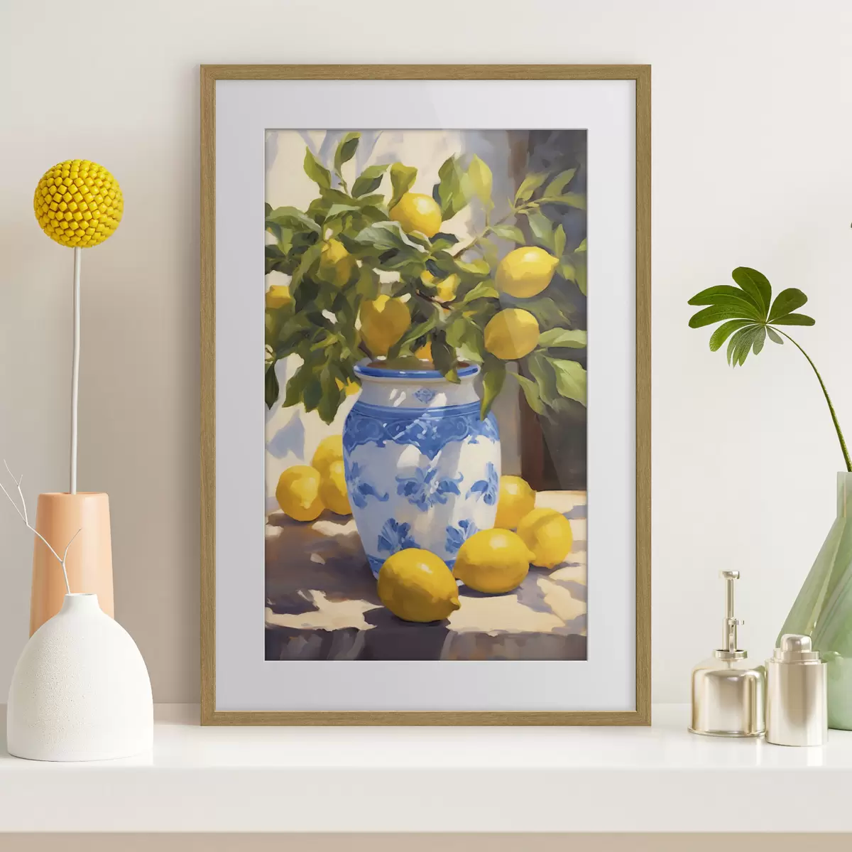Poster Vase und Zitronen f41790