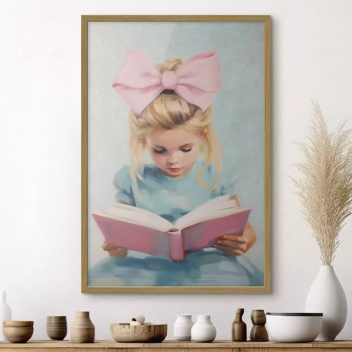 Poster Kleines Mädchen und Buch f41800