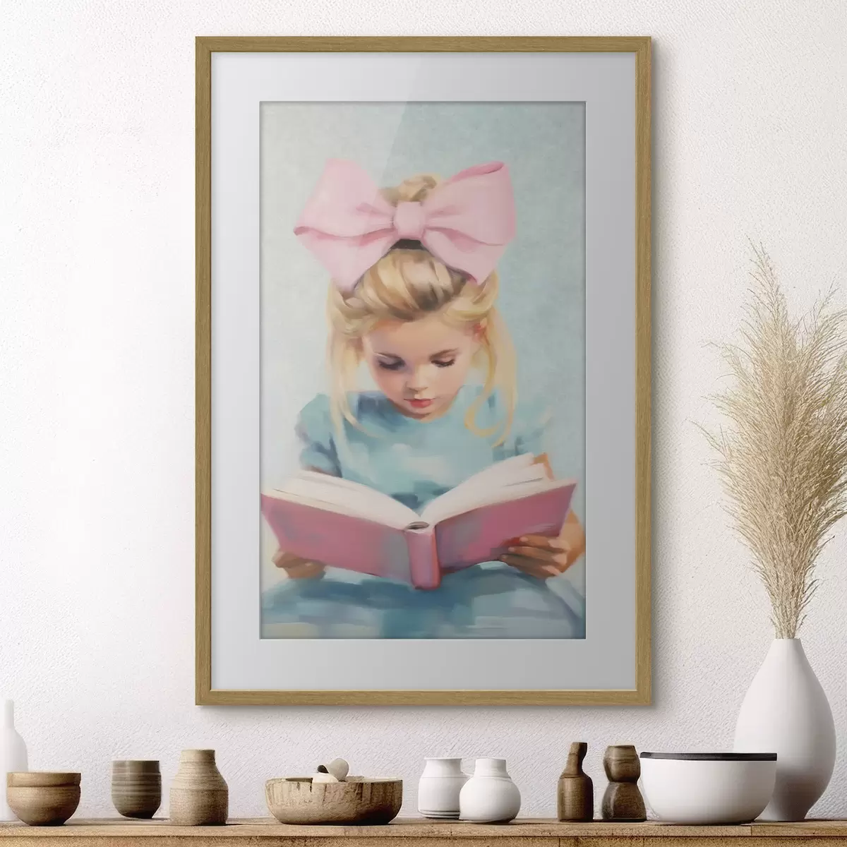 Poster Kleines Mädchen und Buch f41800
