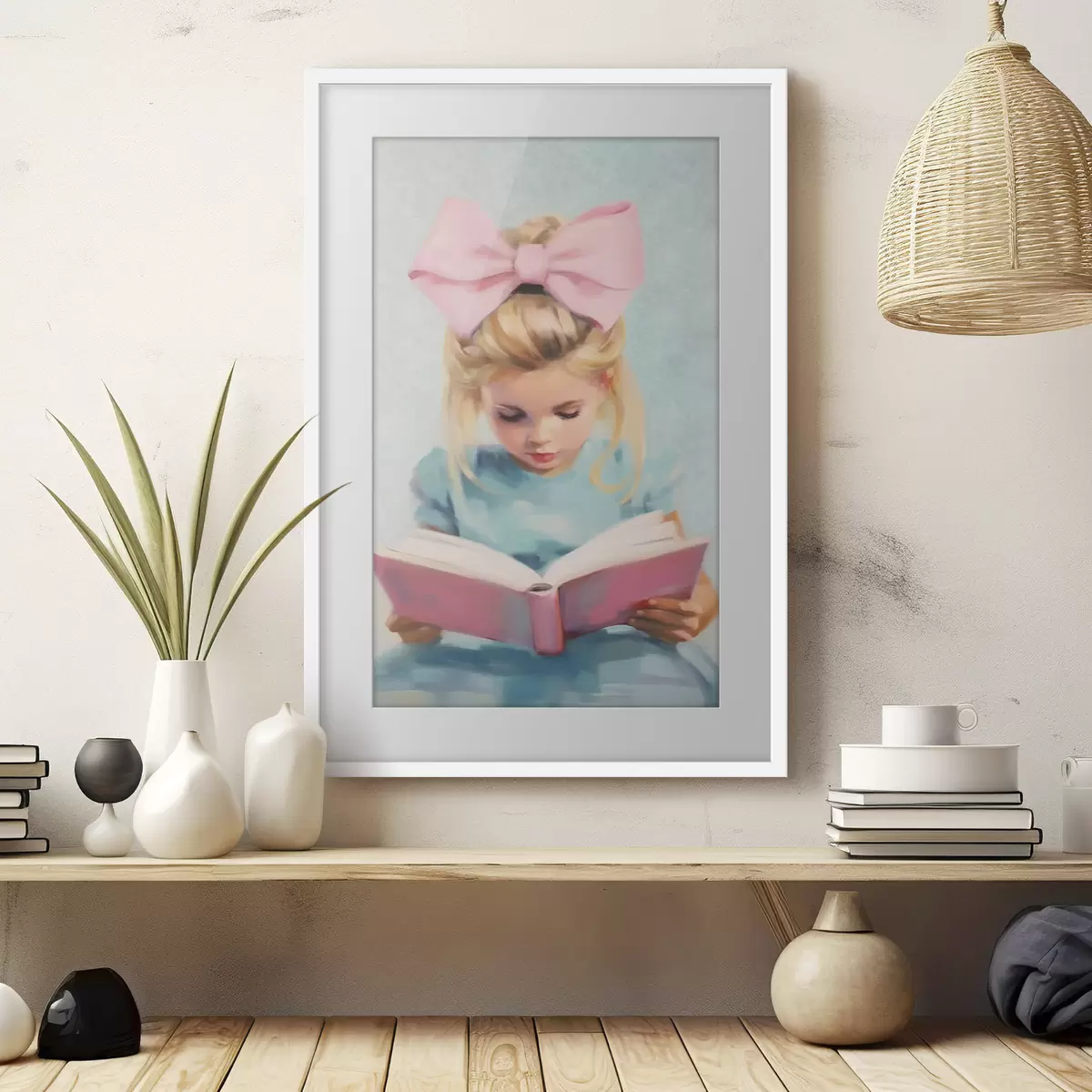 Poster Kleines Mädchen und Buch f41800