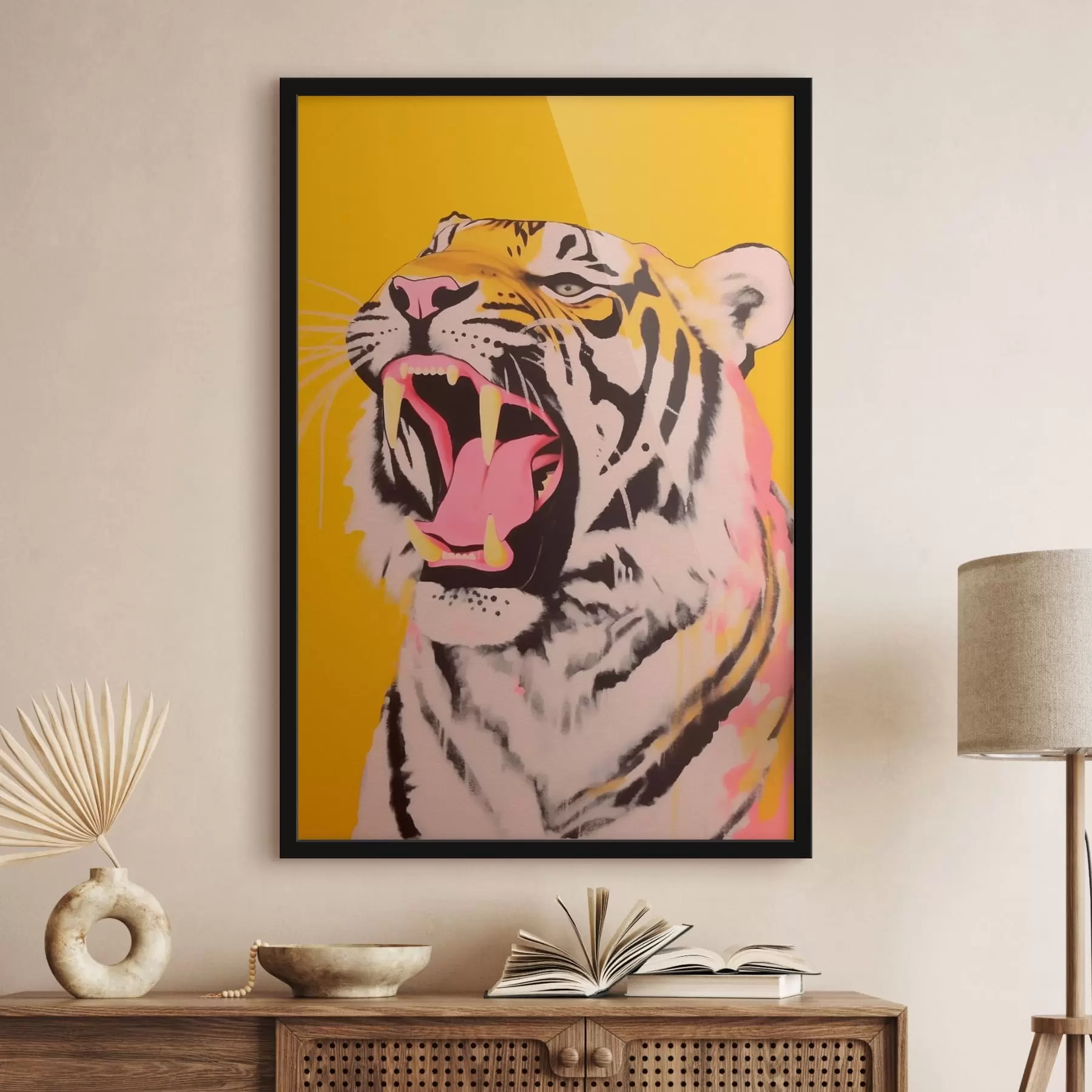 Fototapete Tiger auf gelbem Hintergrund f41804