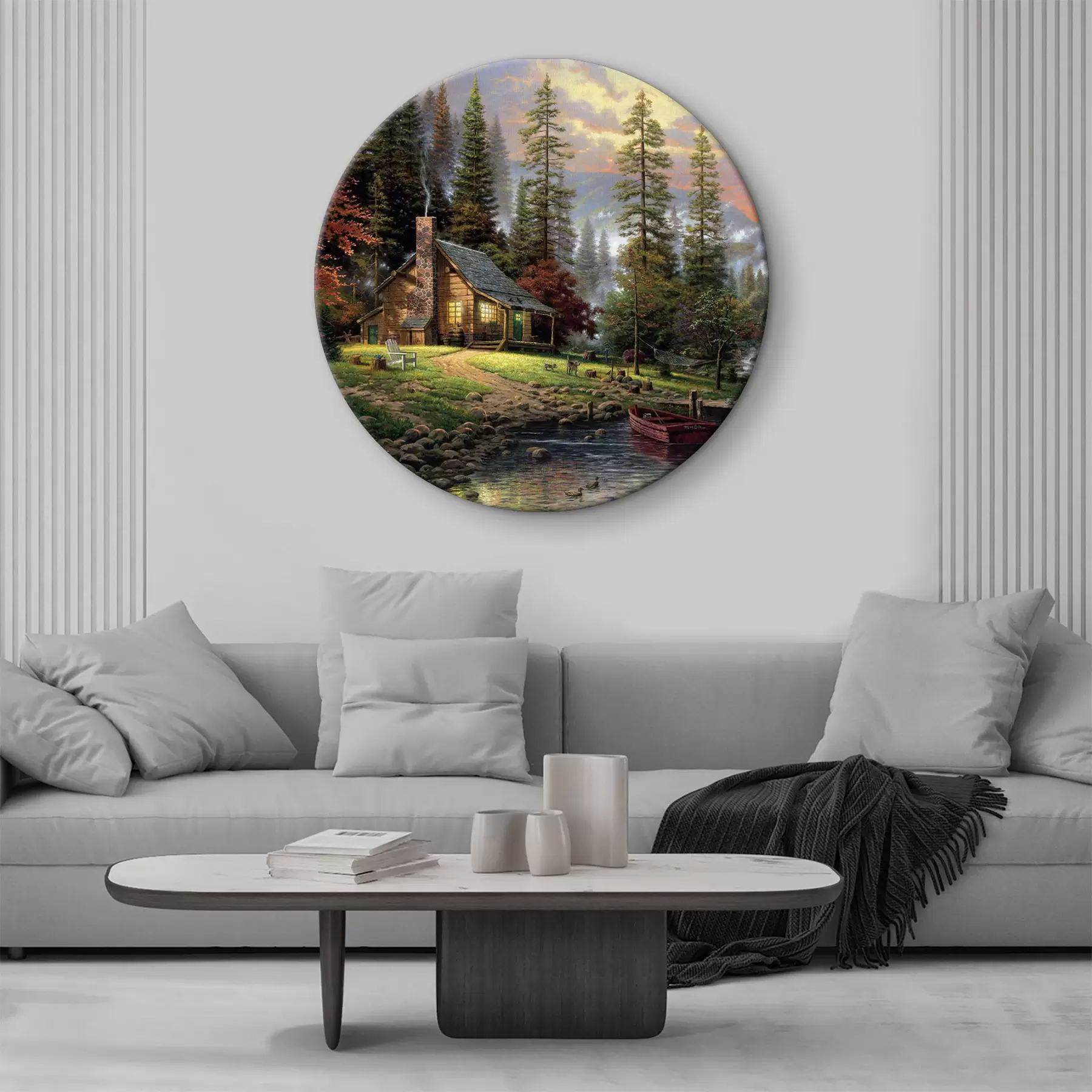 Fototapete Fischerhütte im Wald am Bach r15556