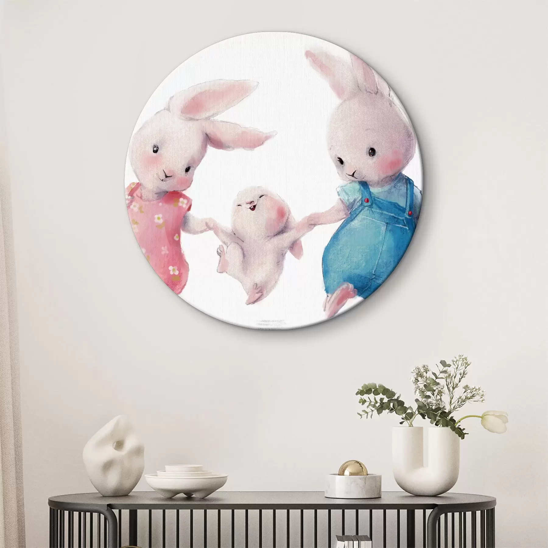 Fototapete Eine fröhliche Hasenfamilie r34997