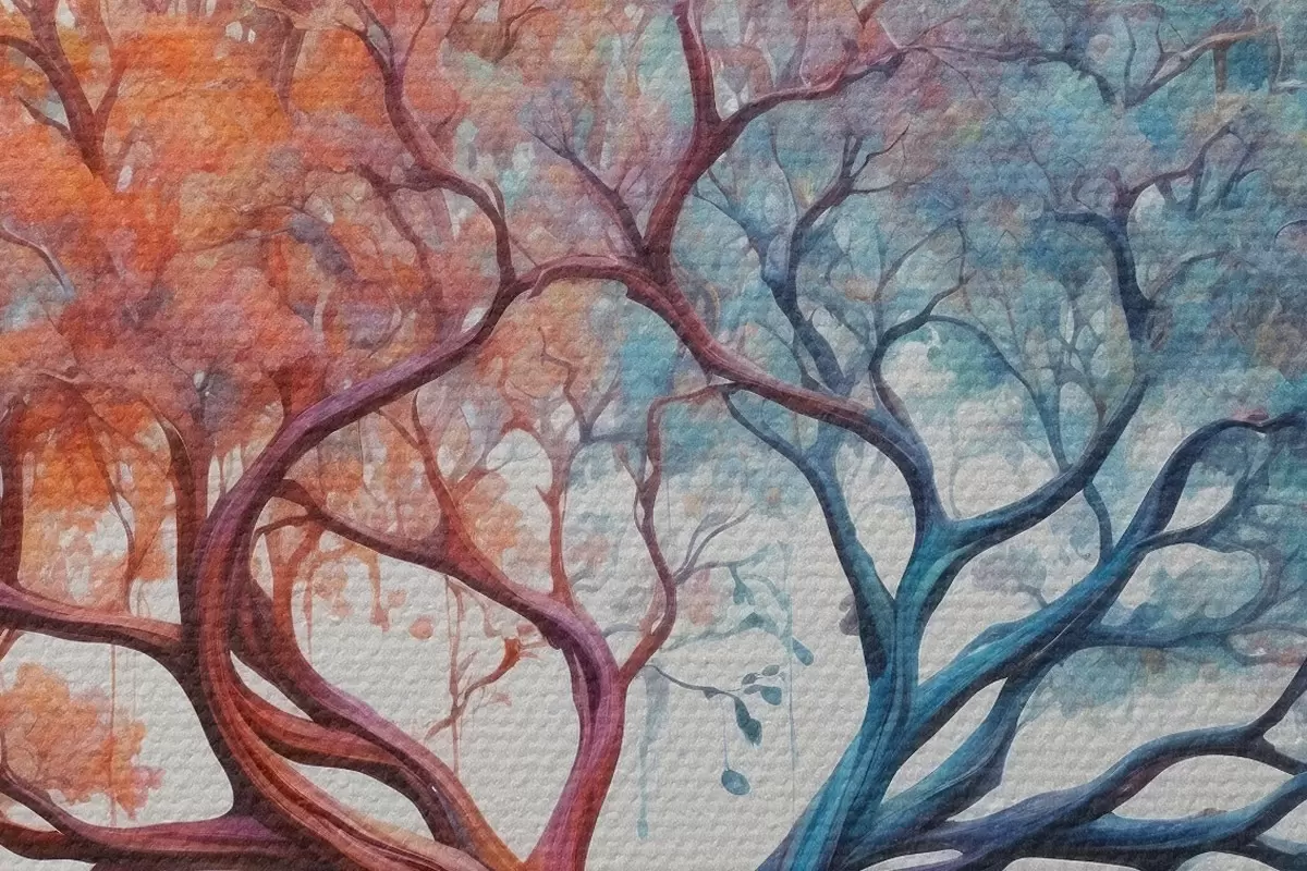 Runde Wandbilder Fantastischer Baum mit unterschiedlichem Farbspektrum r36444