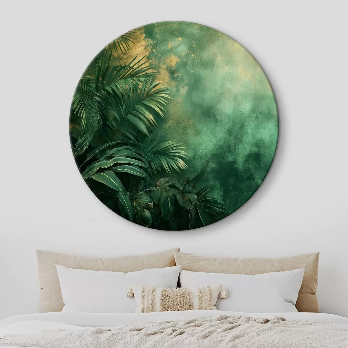 Runde Wandbilder Tropische Büsche im Grunge-Stil r38086