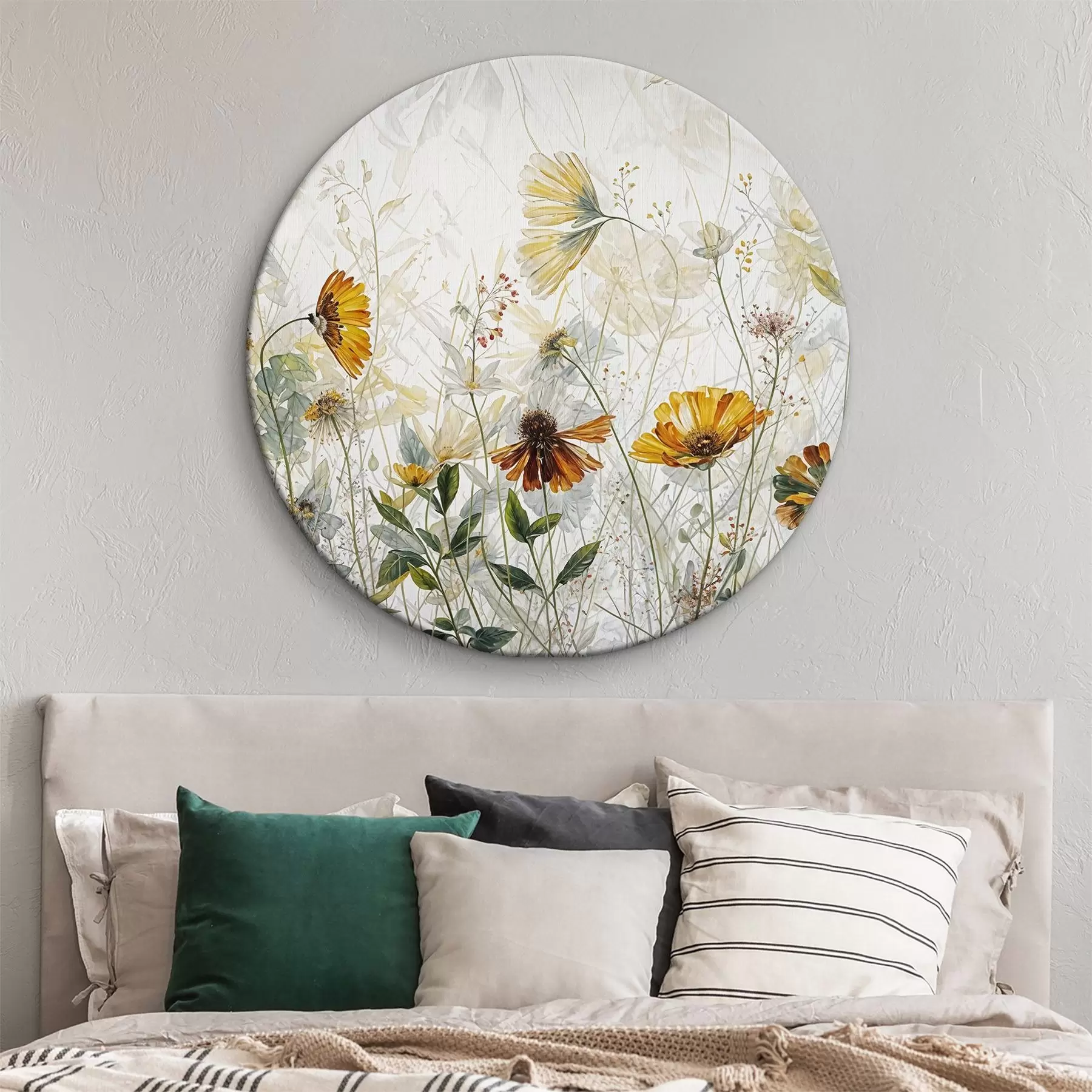 Fototapete Feld zarte Blumen auf weißem Hintergrund Ölgemälde r38197