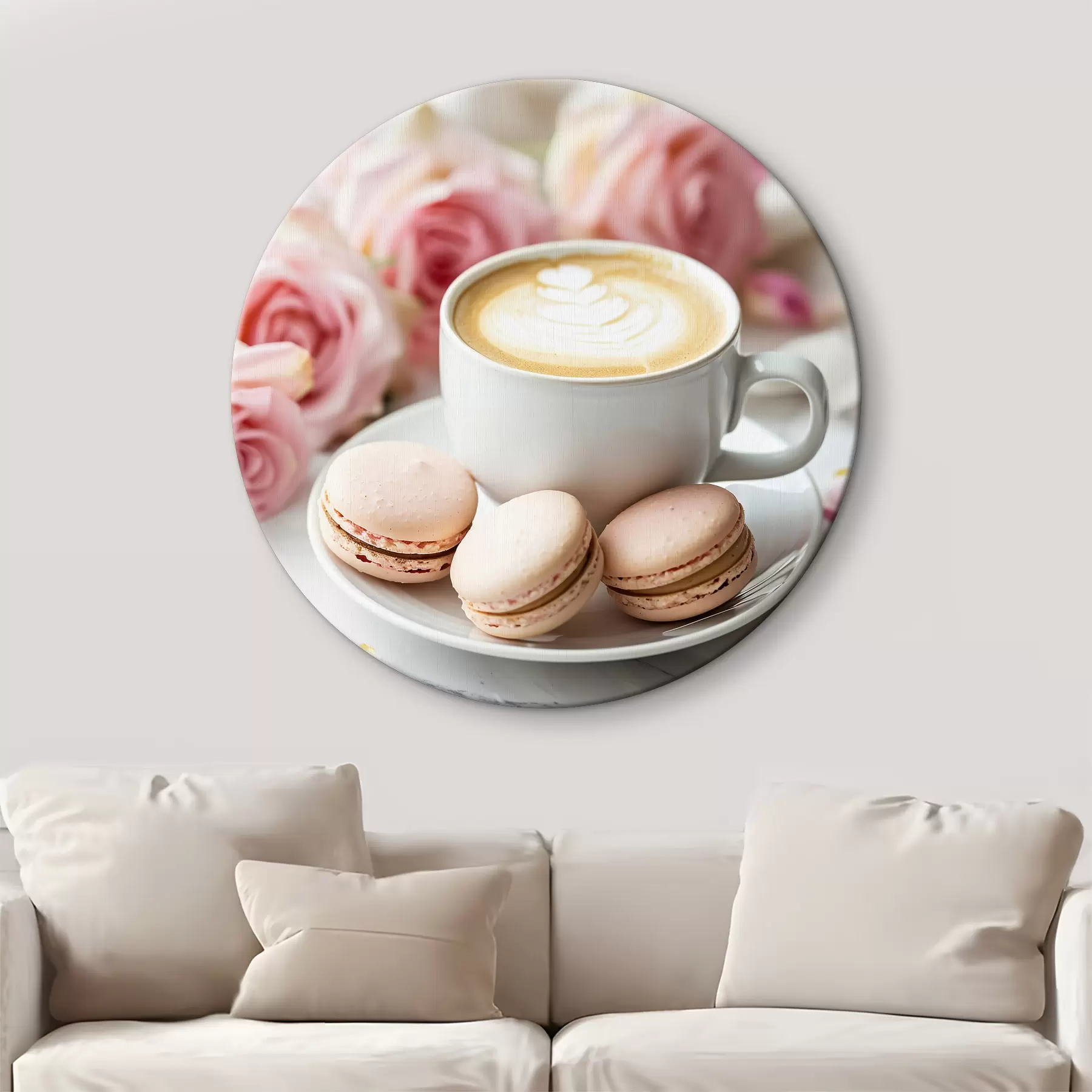 Fototapete Tasse Kaffee auf einem zarten floralen Hintergrund r39232