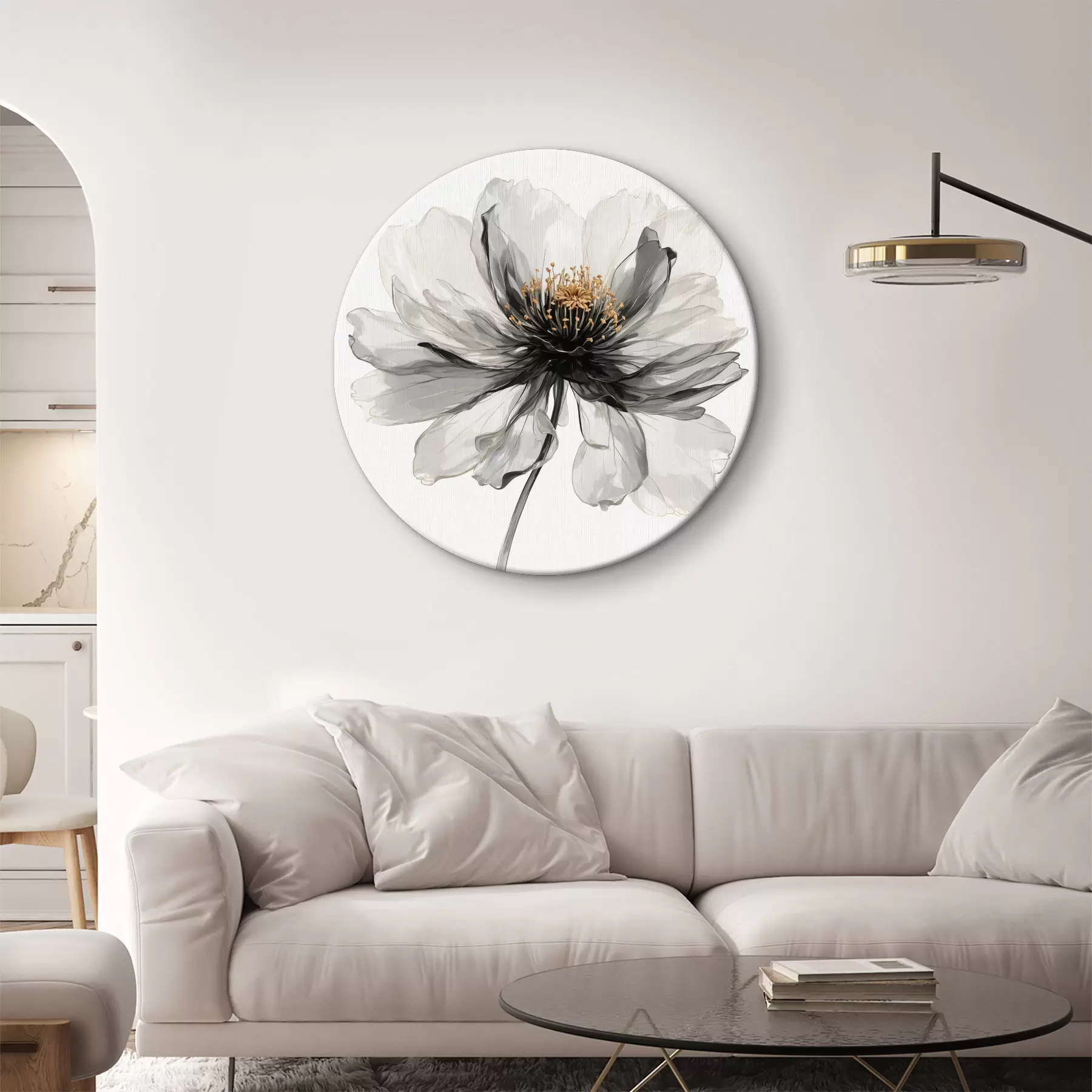 Fototapete Transparente schwarze Blume auf weißem Hintergrund r40066