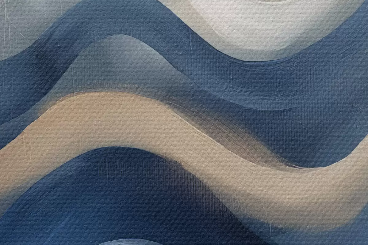 Runde Wandbilder blau - beige Linien r40242