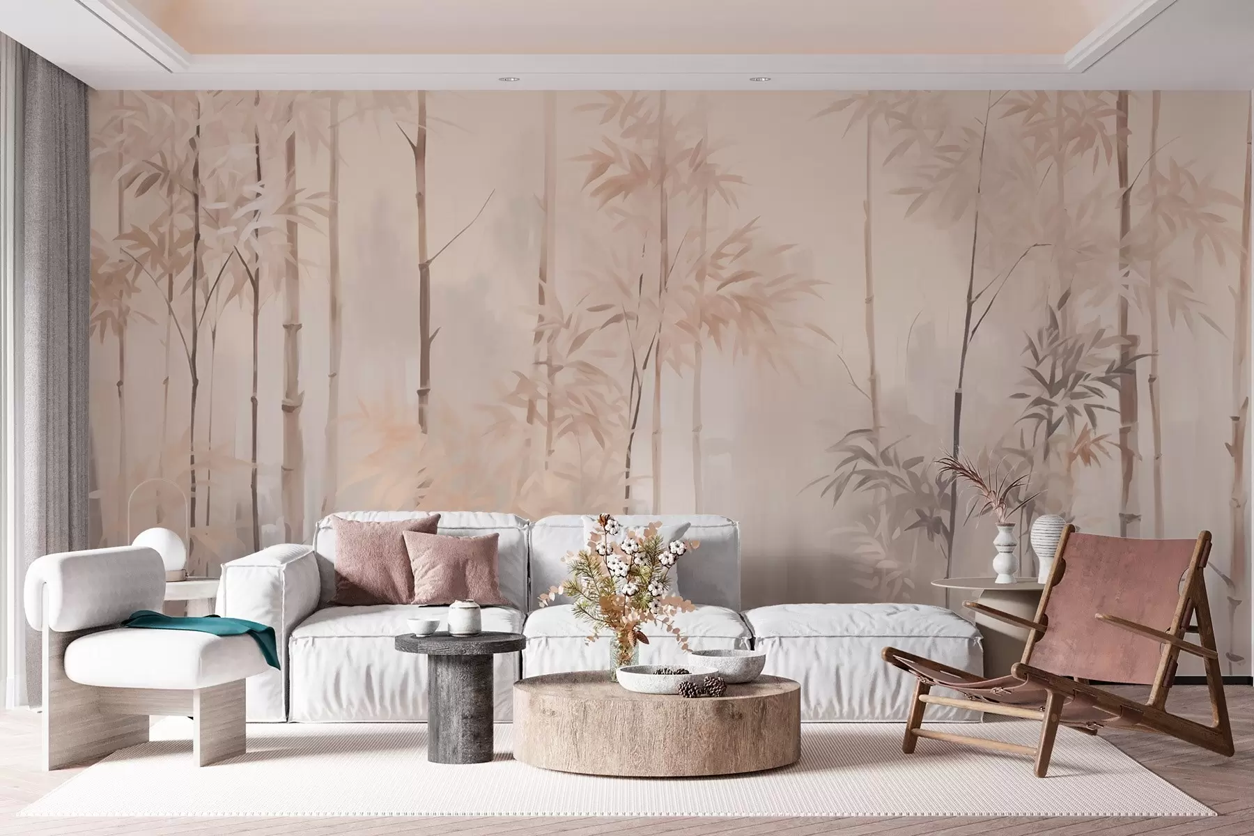 Fototapete Bambuswald in hellen Farben w02459