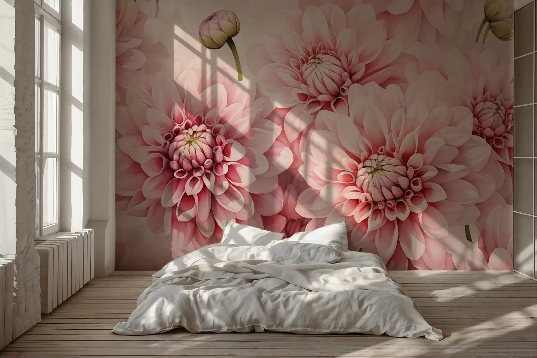 Fototapete Rosa Chrysanthemen smitation Aquarell w02469