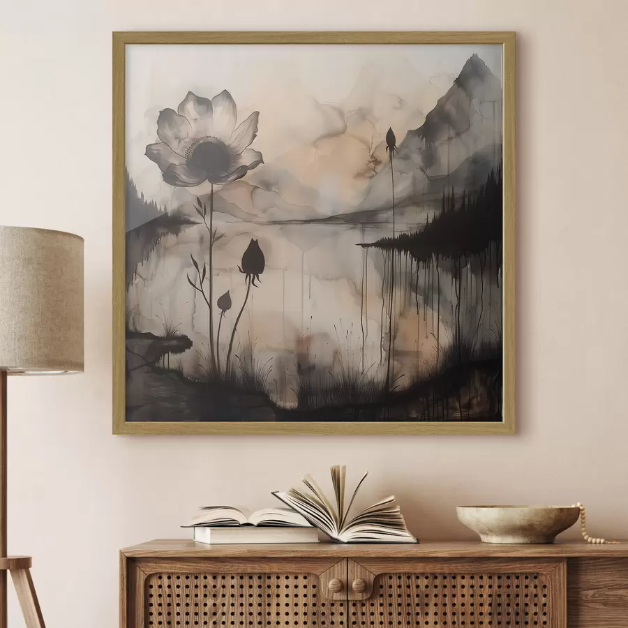 Fototapete Bild einer Blume und eines Sees f38161