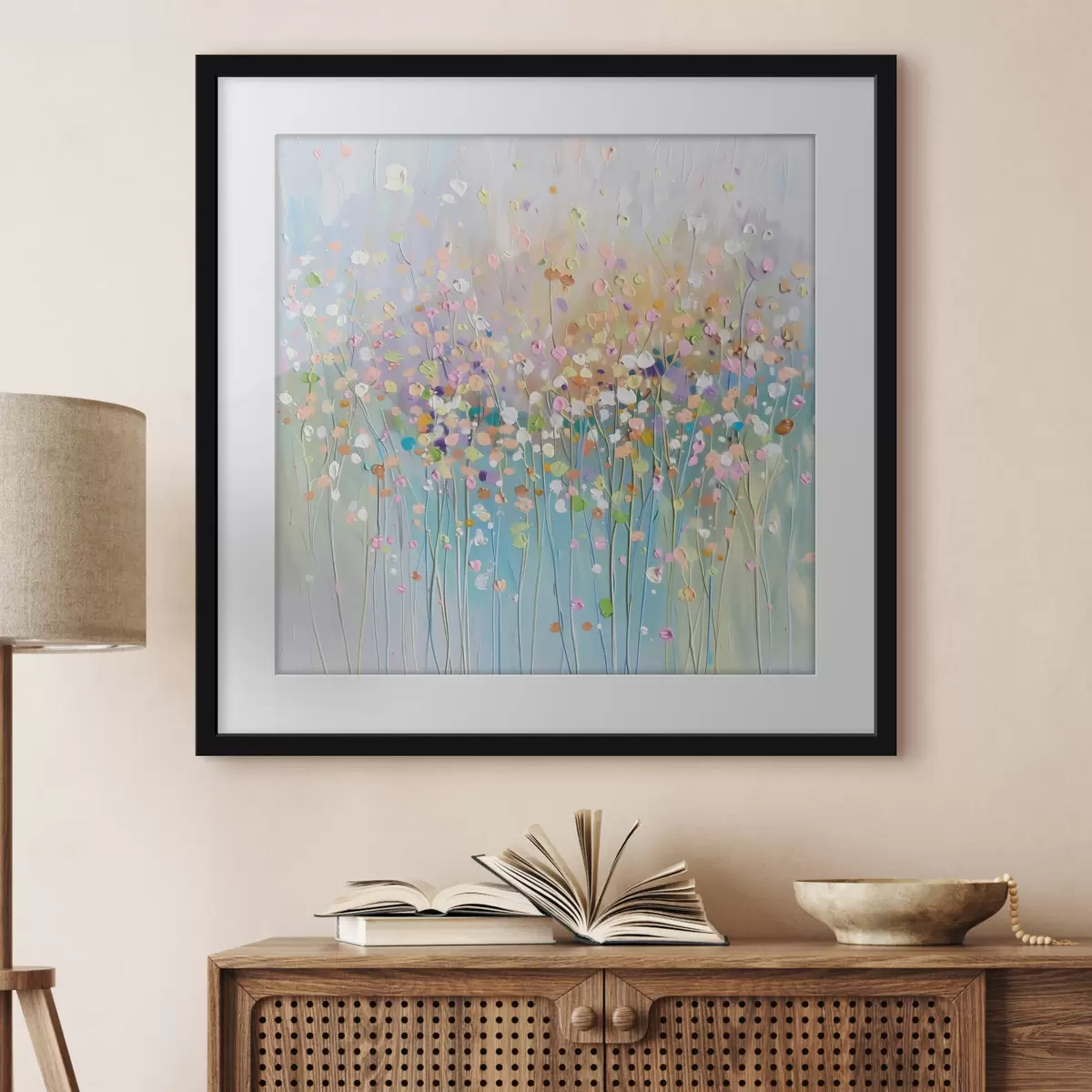 Poster Bunte, trockene Blumen gedruckte Textur f38426