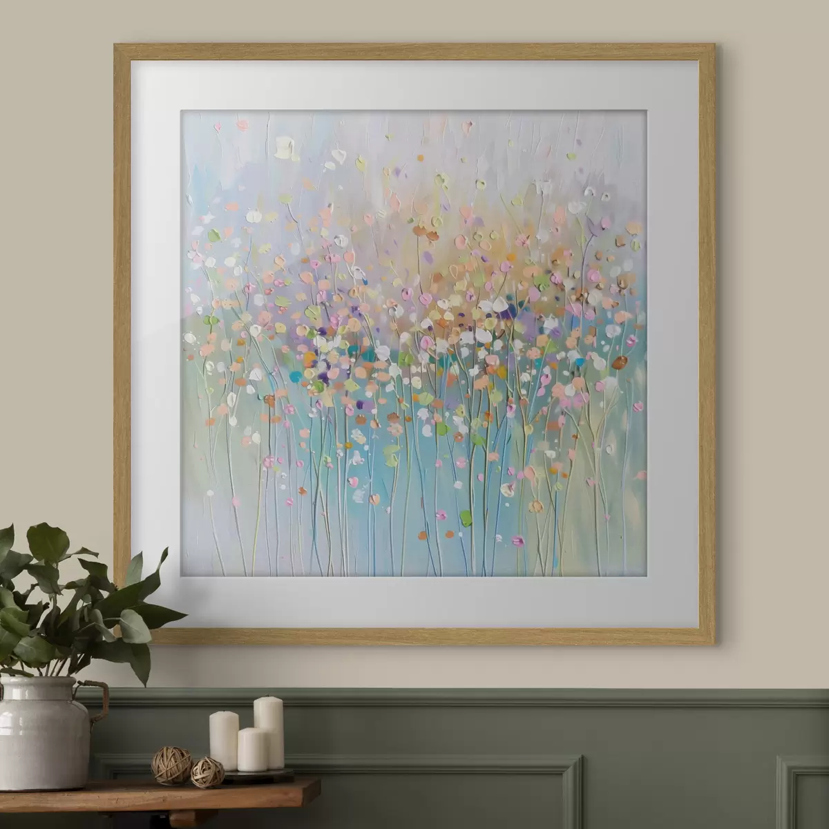 Poster Bunte, trockene Blumen gedruckte Textur f38426