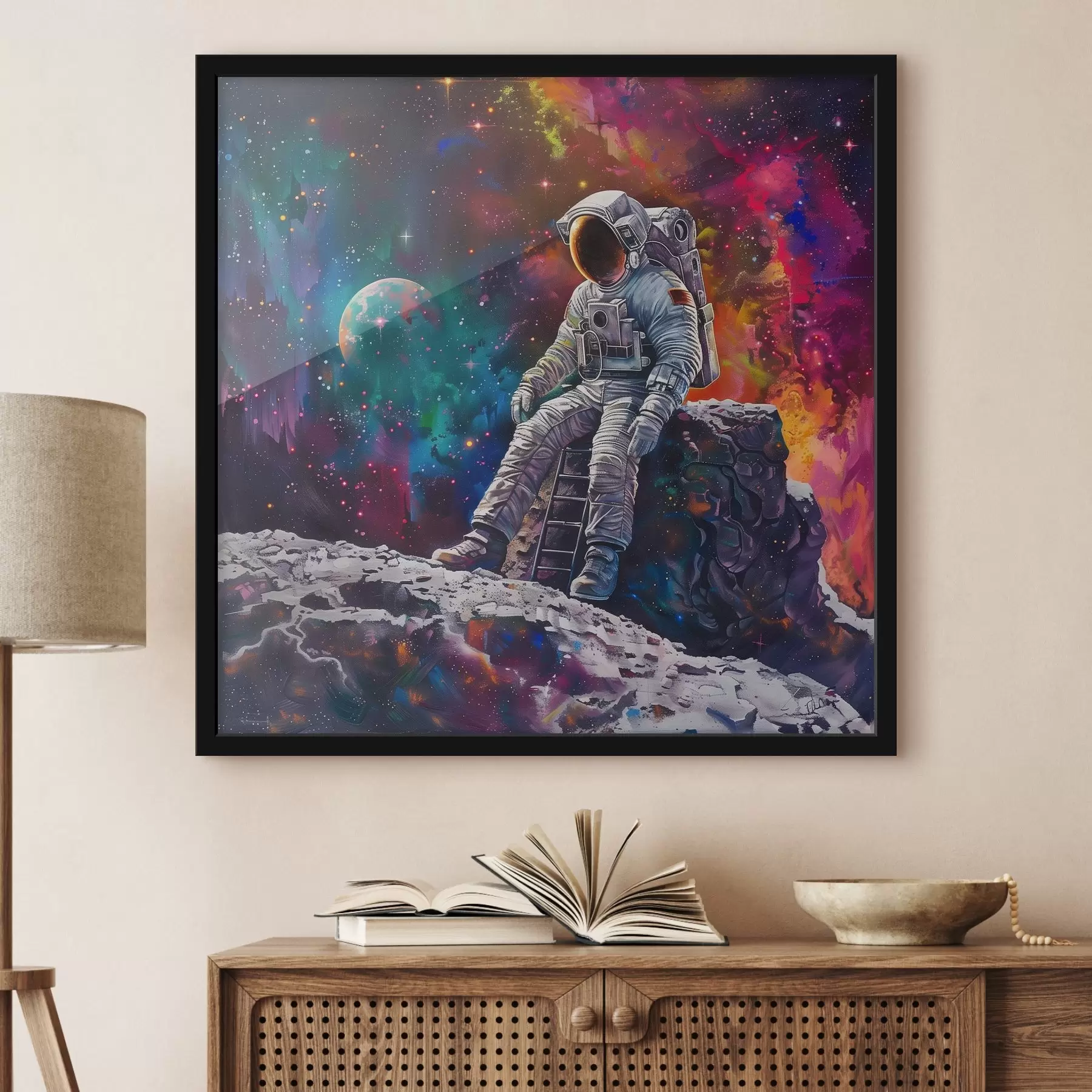 Fototapete Astronaut erforscht lebendige kosmische Landschaft f39076