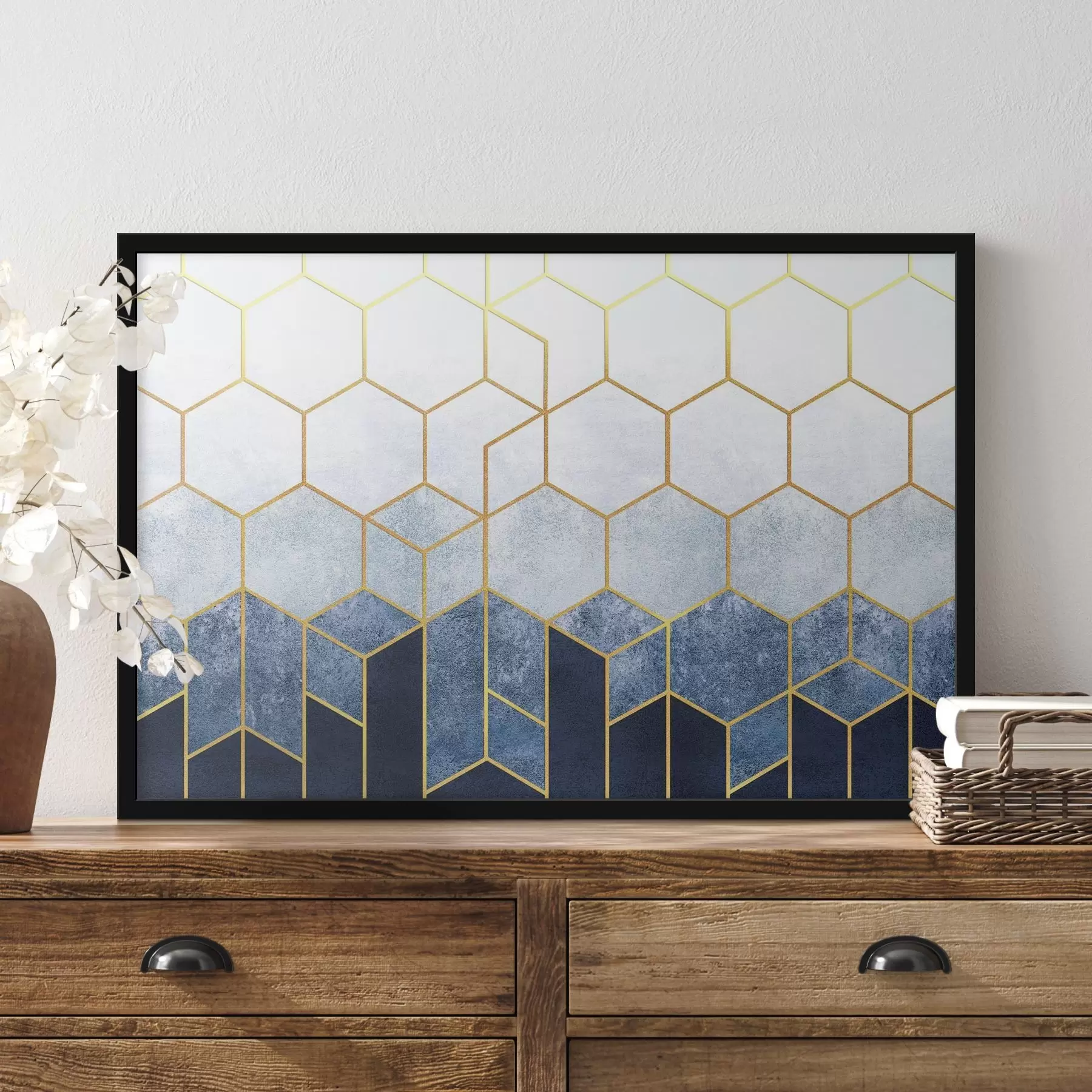 Fototapete Elegantes geometrisches Muster in Blau und Weiß f36601