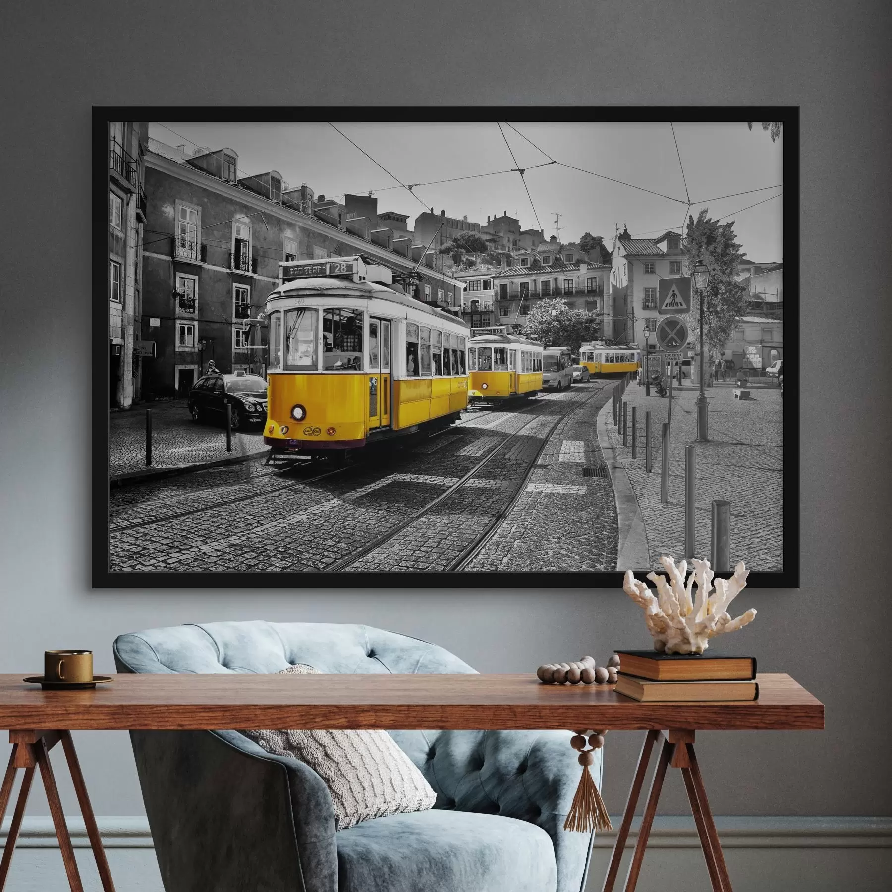Fototapete Gelber Wagen auf der Straße f36708