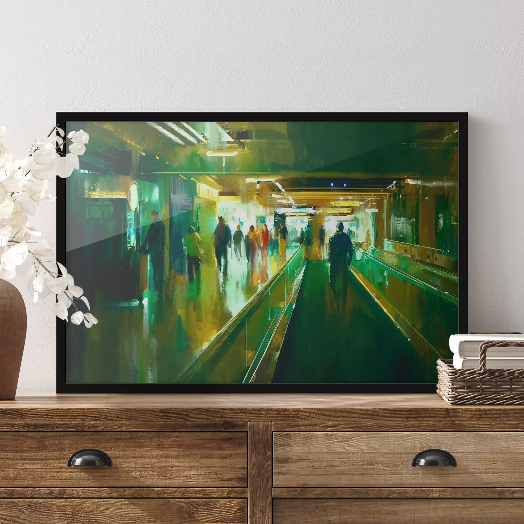 Fototapete Eine Gruppe von Menschen, die eine Rolltreppe benutzen f37103