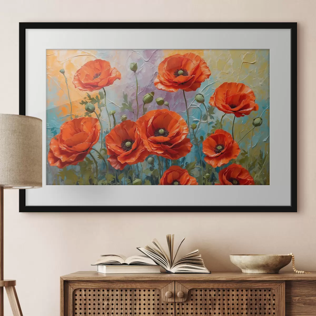 Poster Bild mit roten Blumen f37805