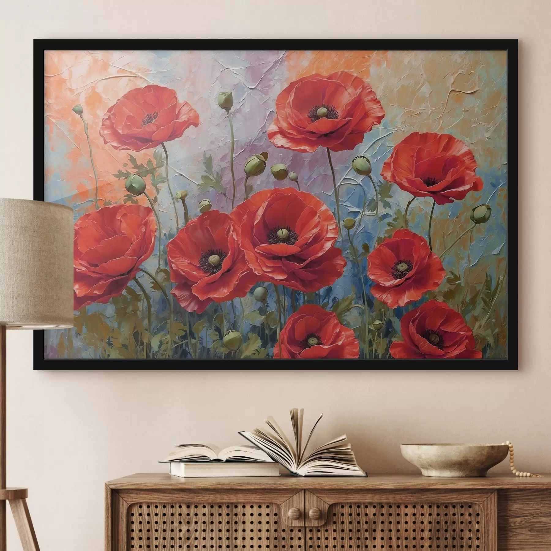 Fototapete Bild mit roten Blumen f37805