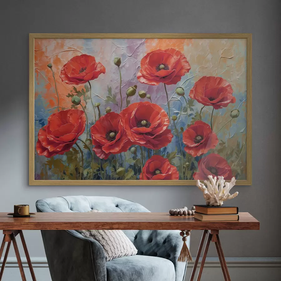 Fototapete Bild mit roten Blumen f37805