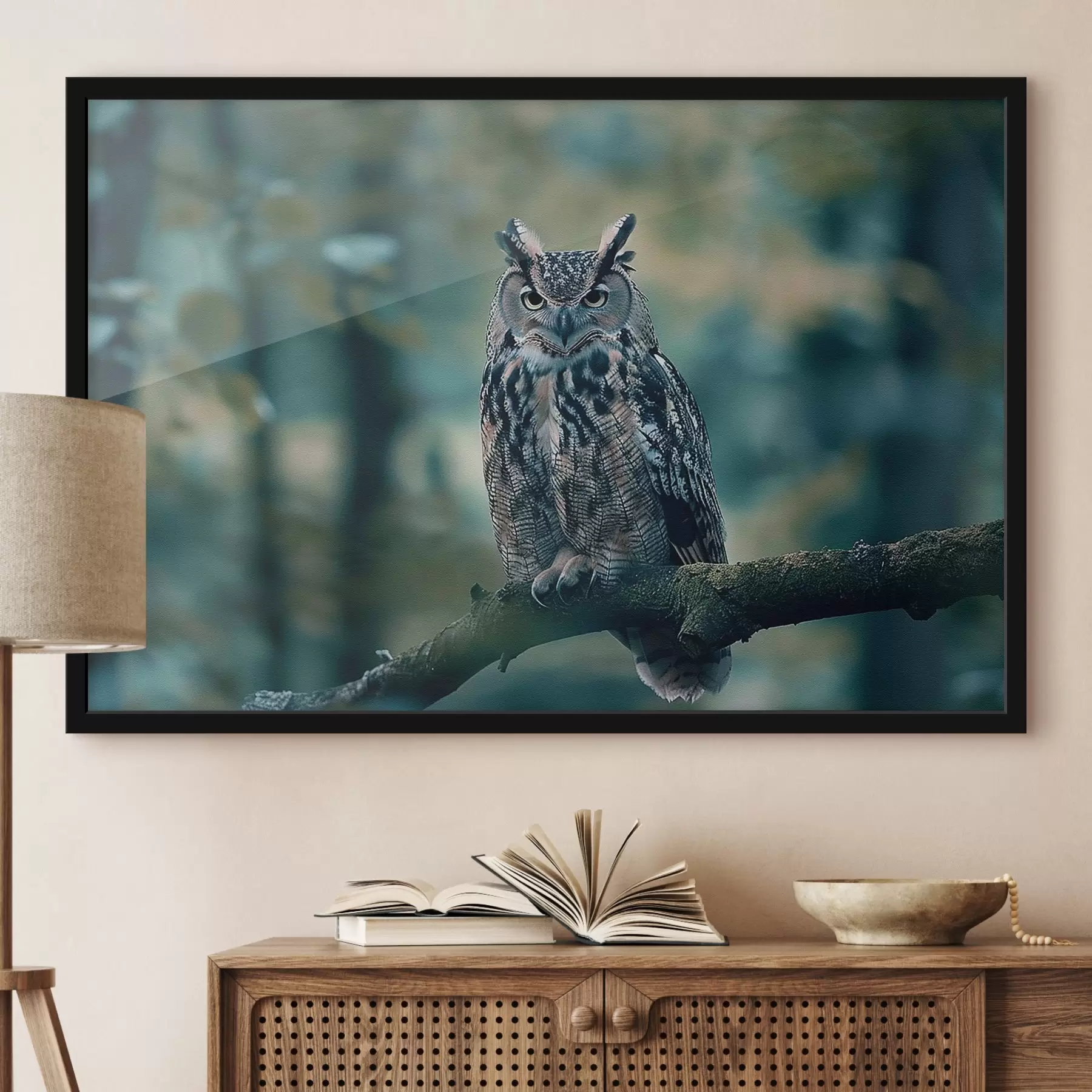 Fototapete Eule auf einem Ast sitzend f38249