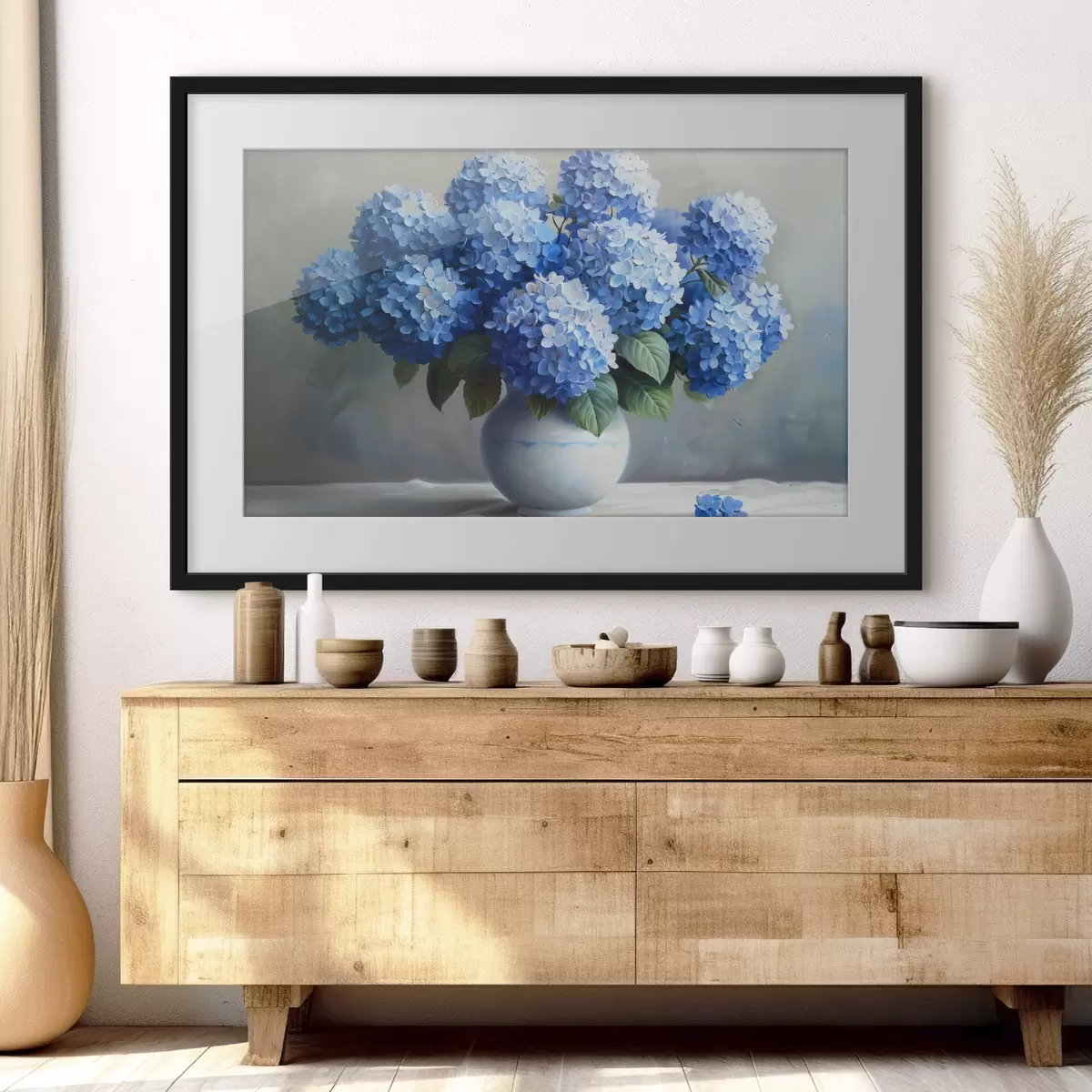 Poster Schöne blaue Hortensien in Vase f38696