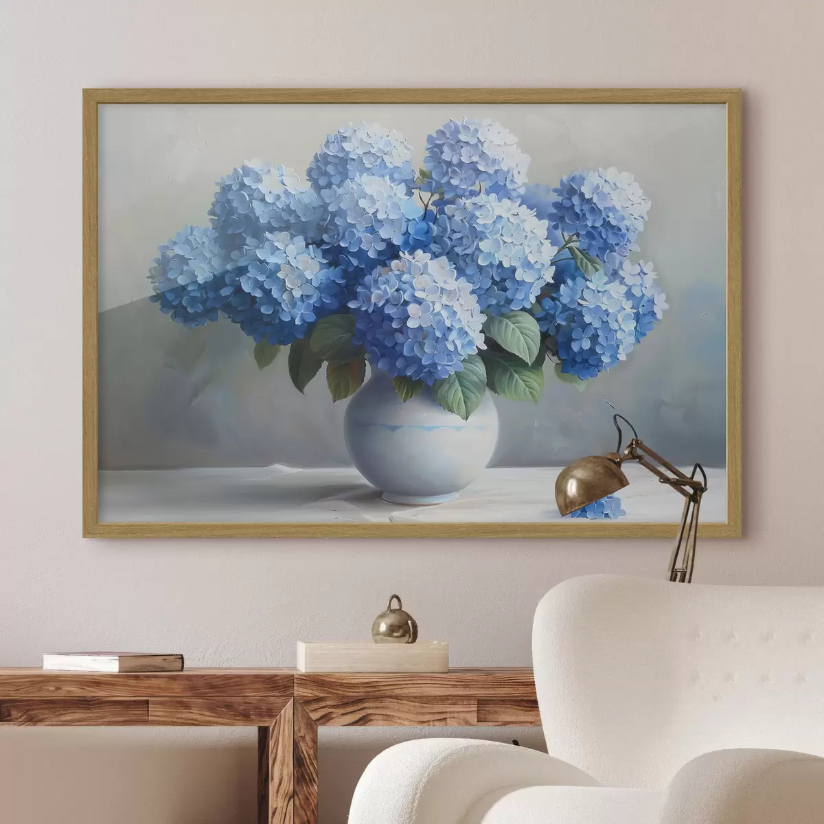 Poster Schöne blaue Hortensien in Vase f38696