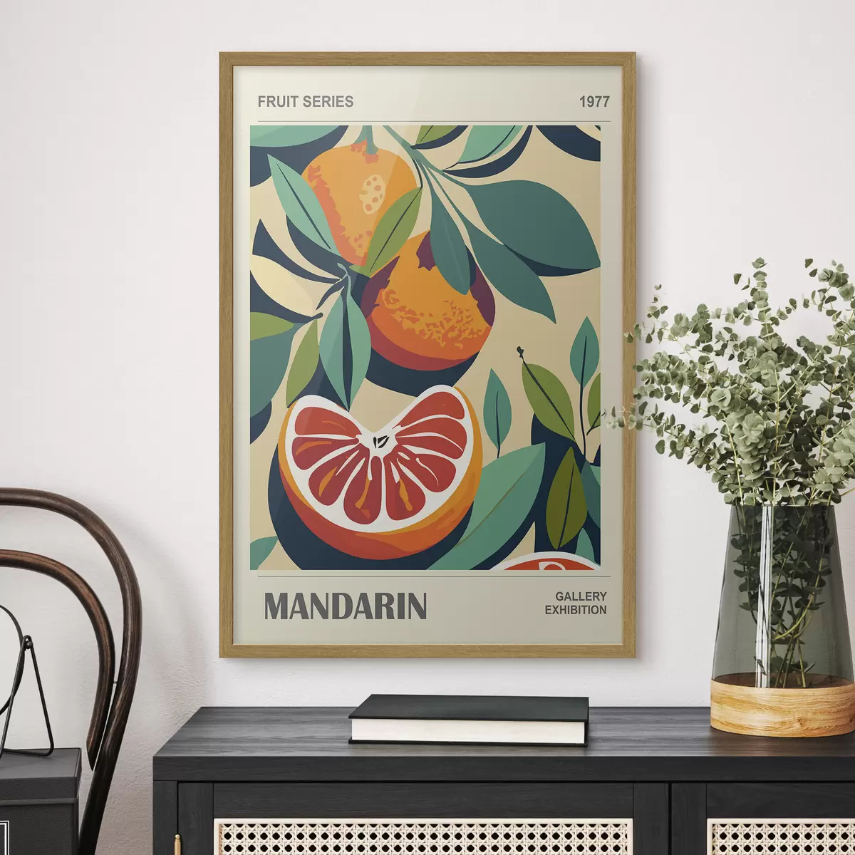 Poster Poster mit Orangen und Blättern f36632