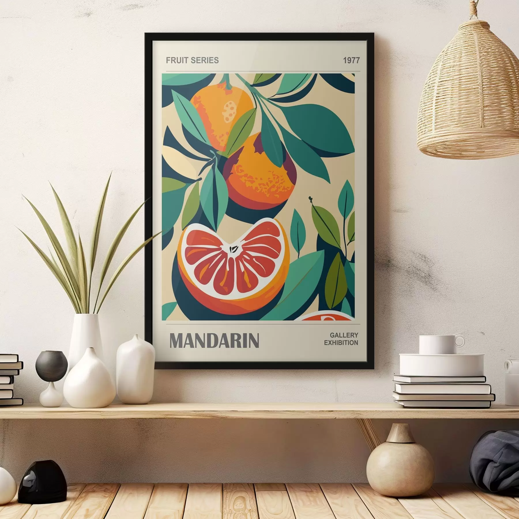 Fototapete Poster mit Orangen und Blättern f36632