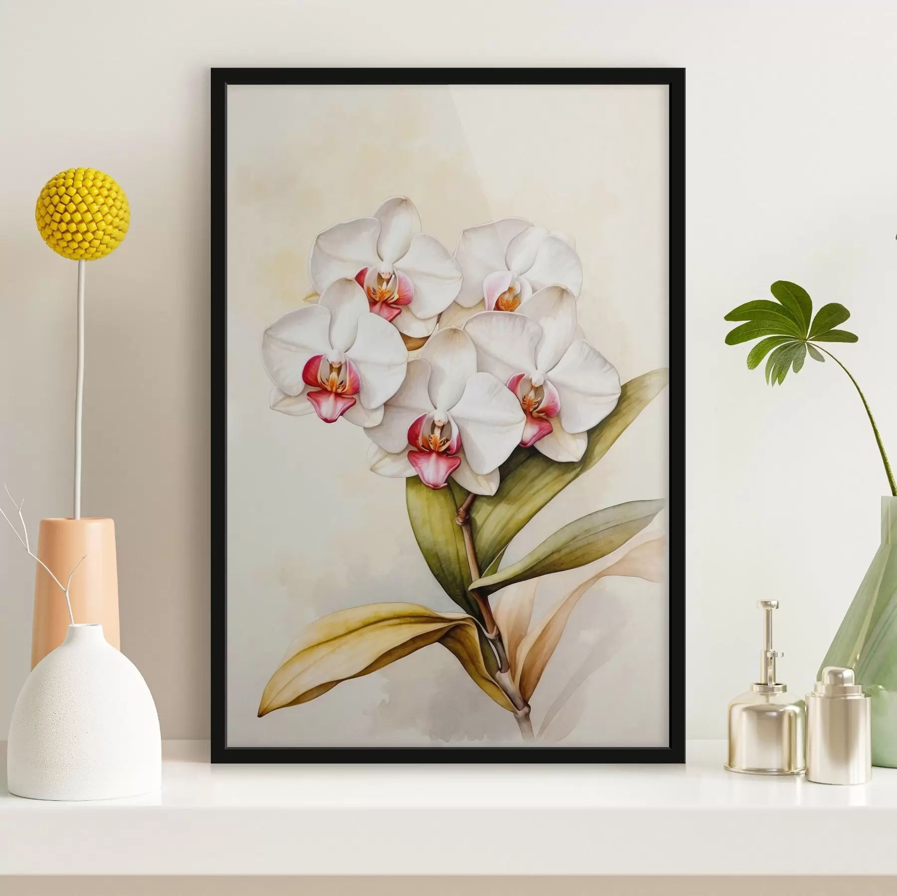 Fototapete Orchidee auf einem Aquarellhintergrund f36829