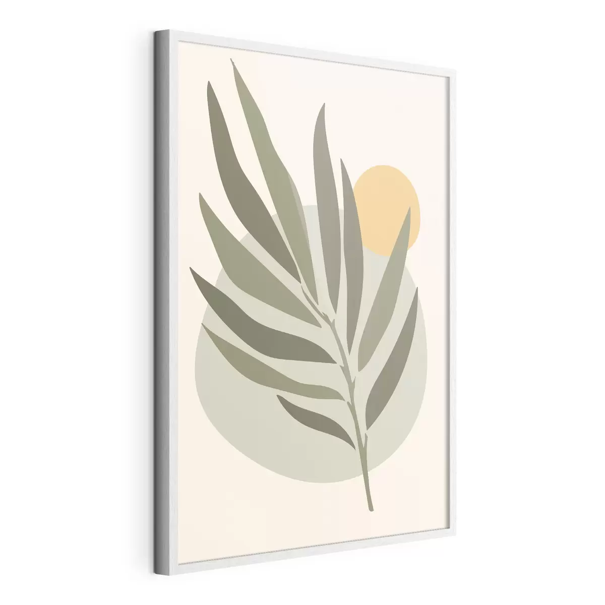 Poster Grünes Blatt mit gelbem Kreis f37442