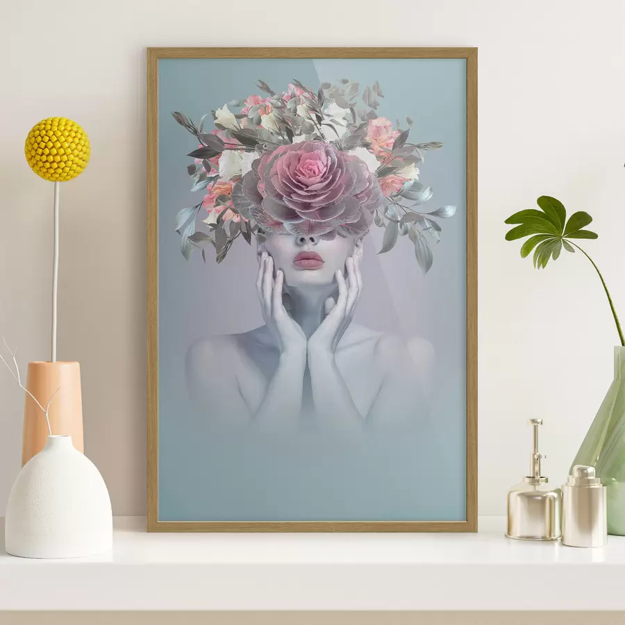Fototapete Frau mit Blumen auf dem Kopf f37479