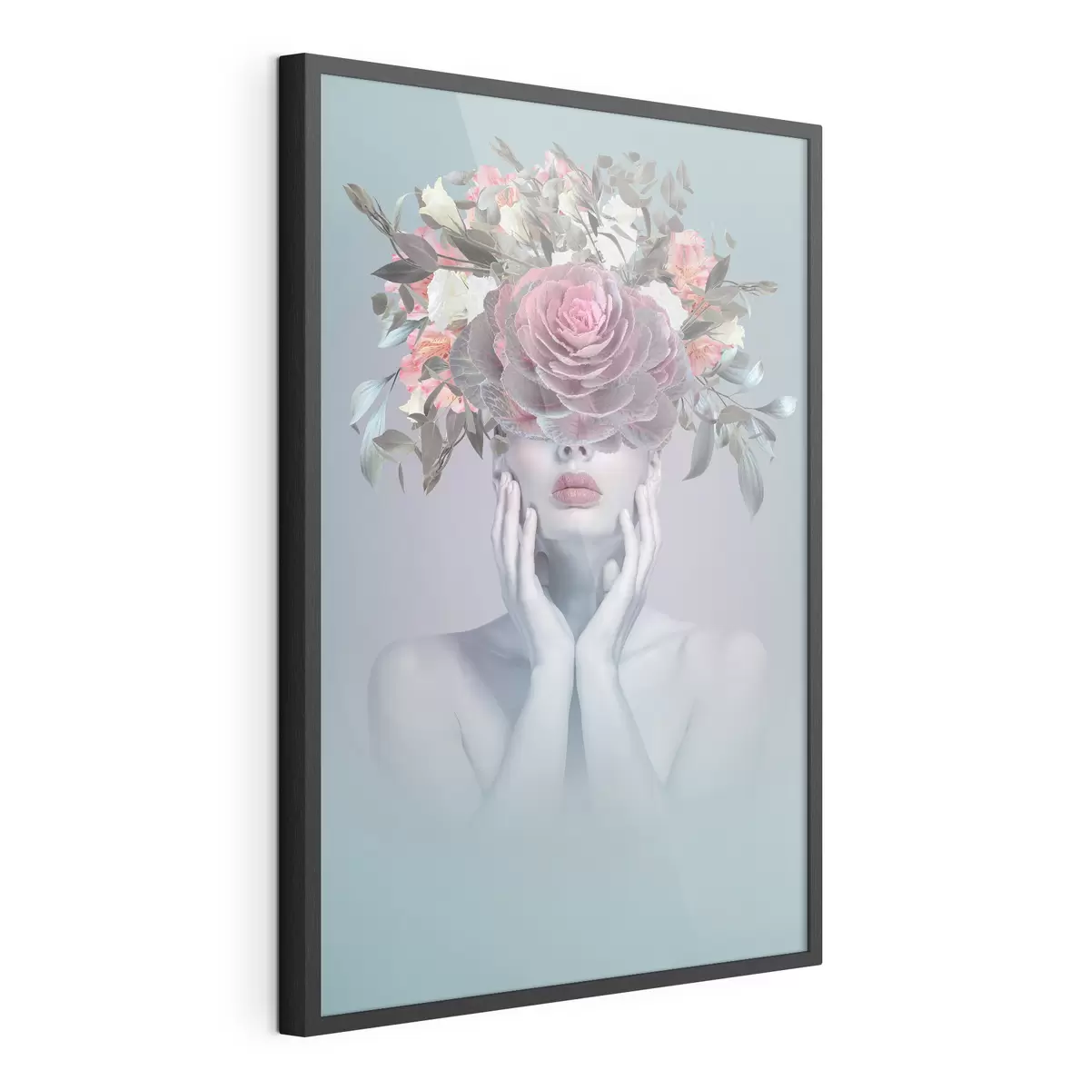 Poster Frau mit Blumen auf dem Kopf f37479