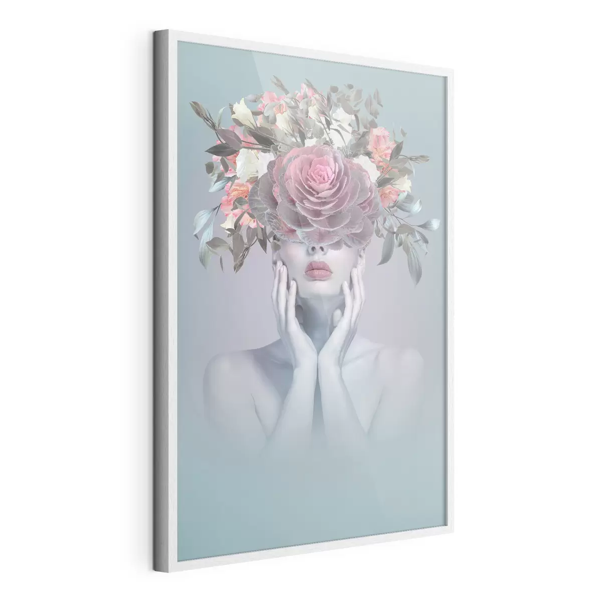 Poster Frau mit Blumen auf dem Kopf f37479