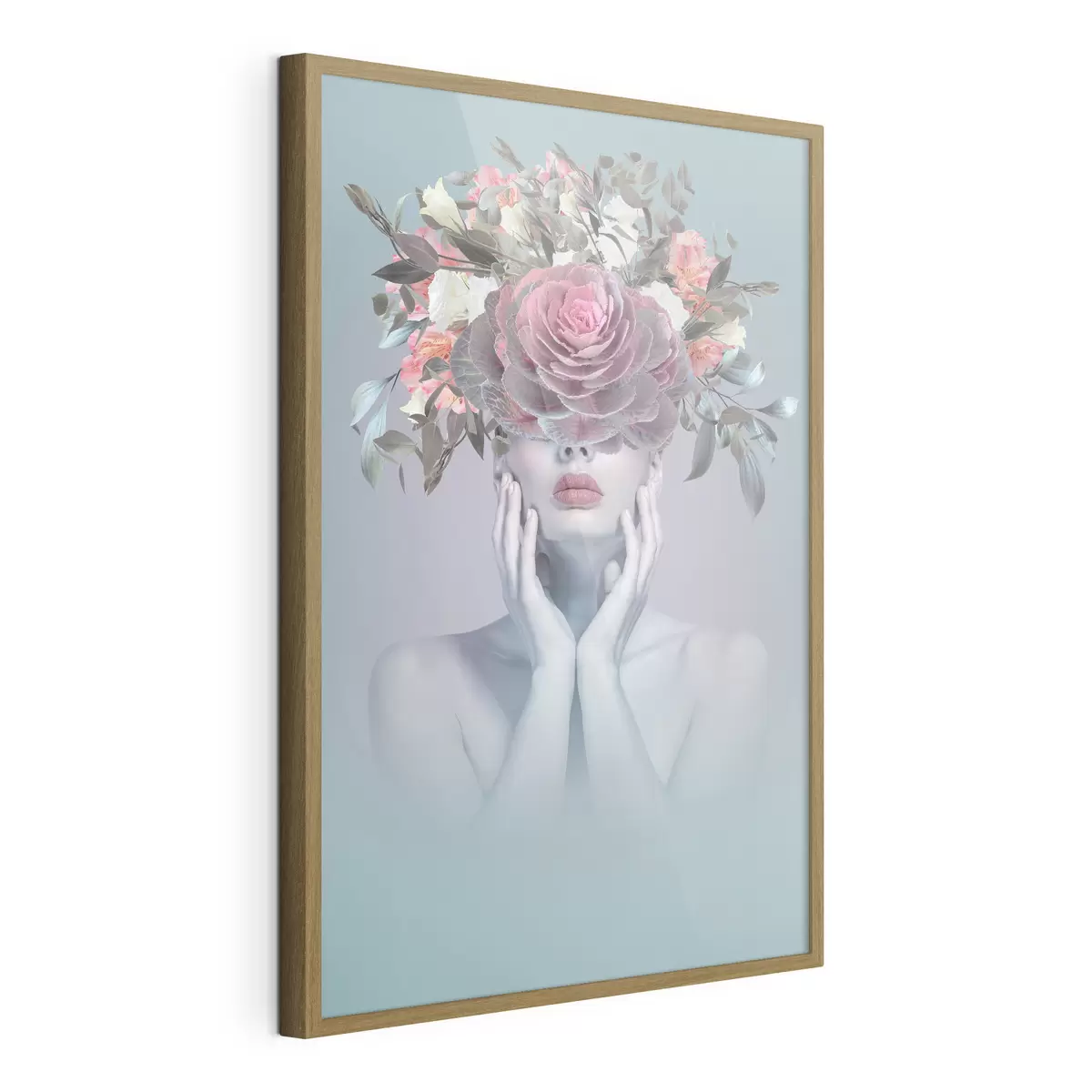 Poster Frau mit Blumen auf dem Kopf f37479