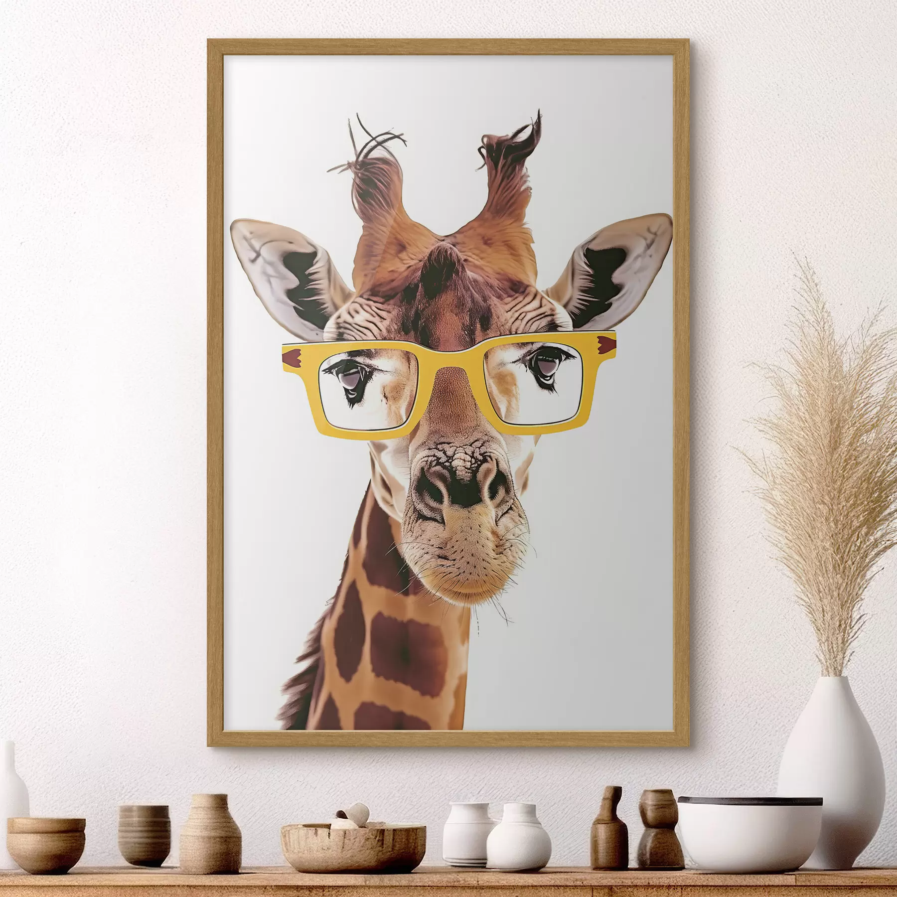 Fototapete Giraffe mit gelber Brille f38503