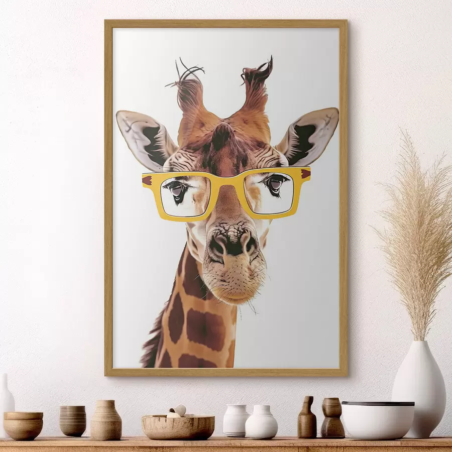 Fototapete Giraffe mit gelber Brille f38503