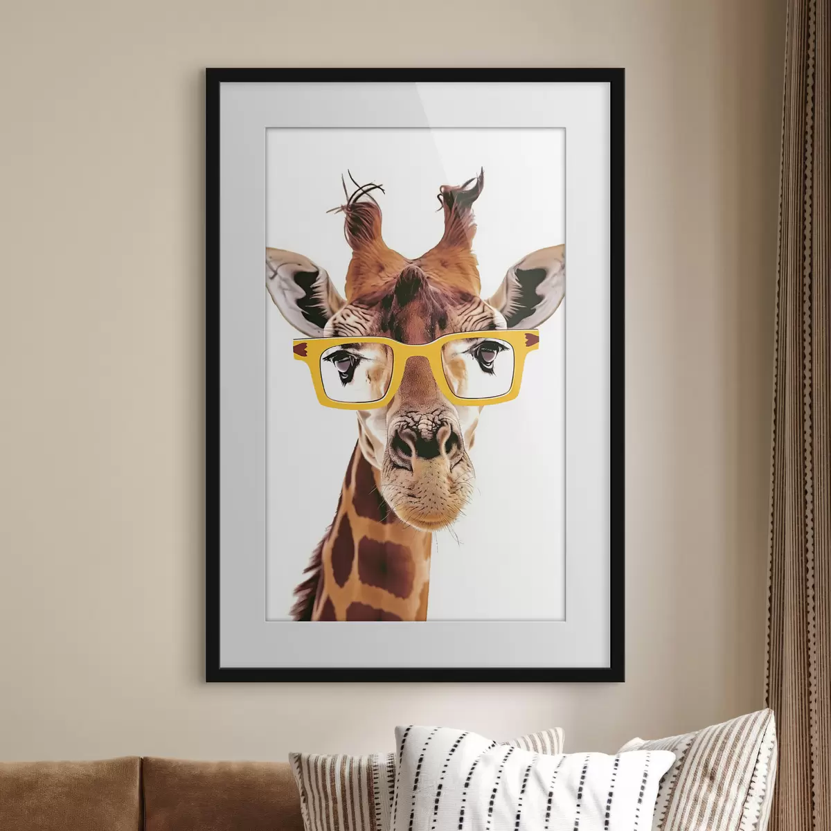 Poster Giraffe mit gelber Brille f38503