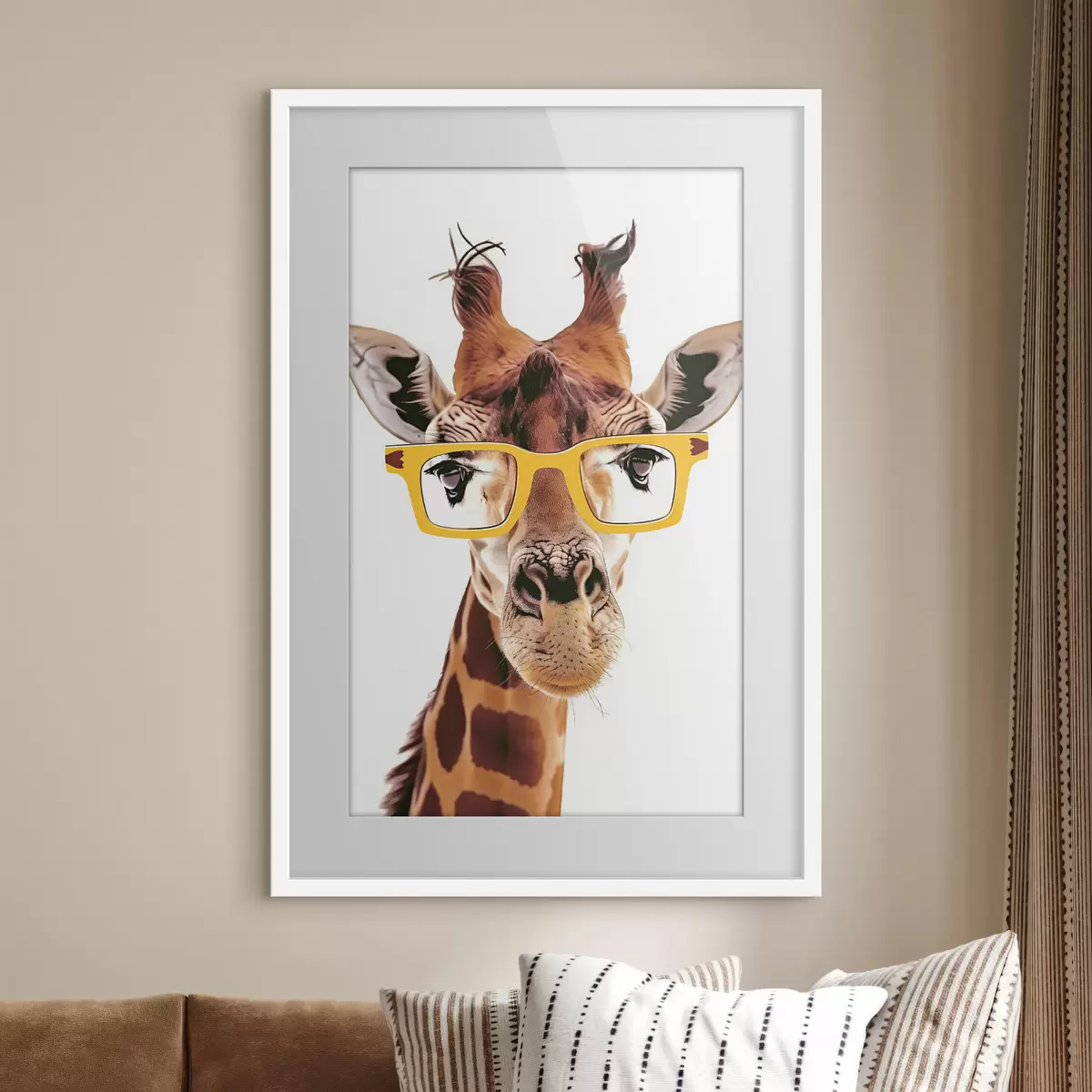 Poster Giraffe mit gelber Brille f38503