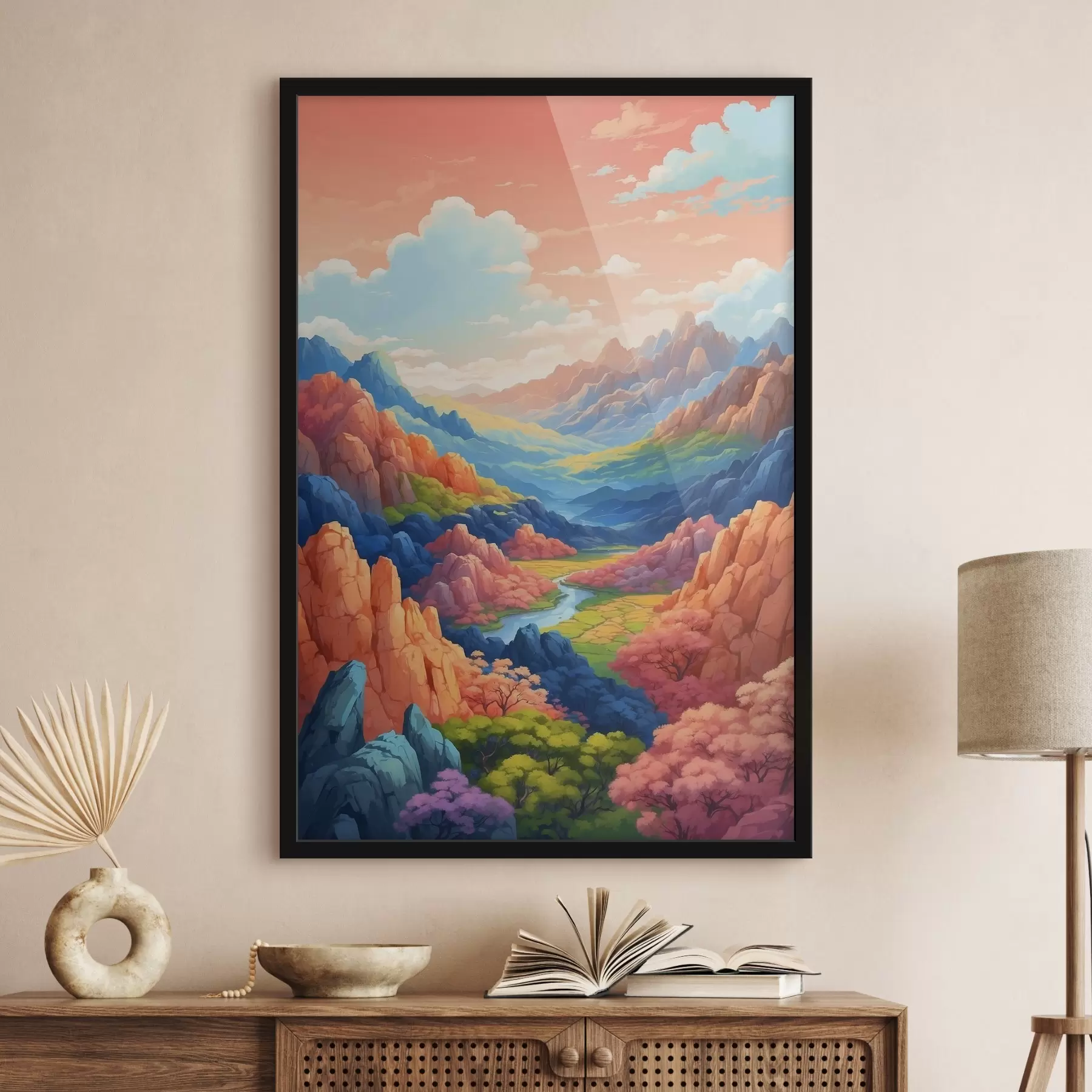 Fototapete Landschaft mit Bergen und Fluss f38577