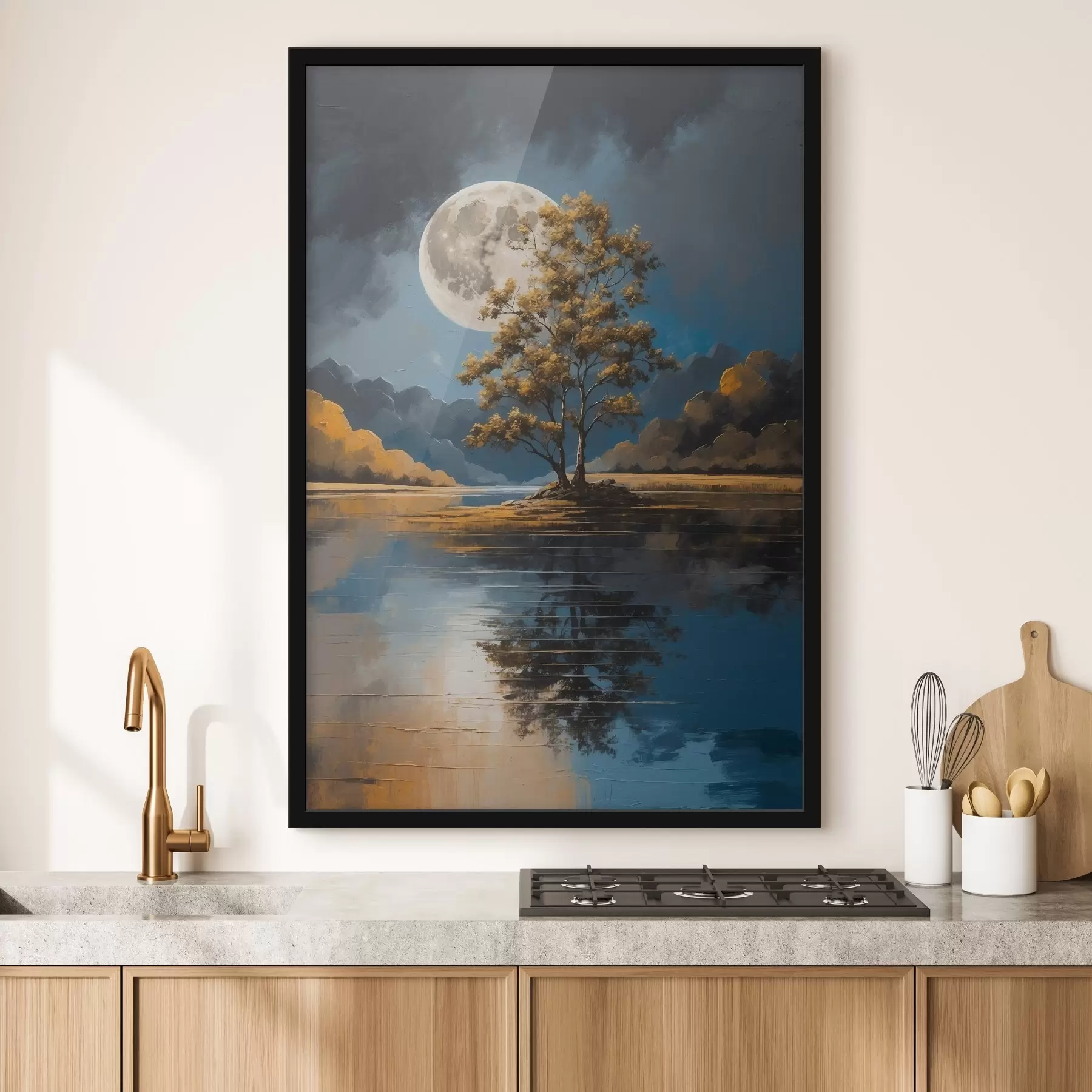 Fototapete Mondbeschienene Gelassenheit am Wasser f38739