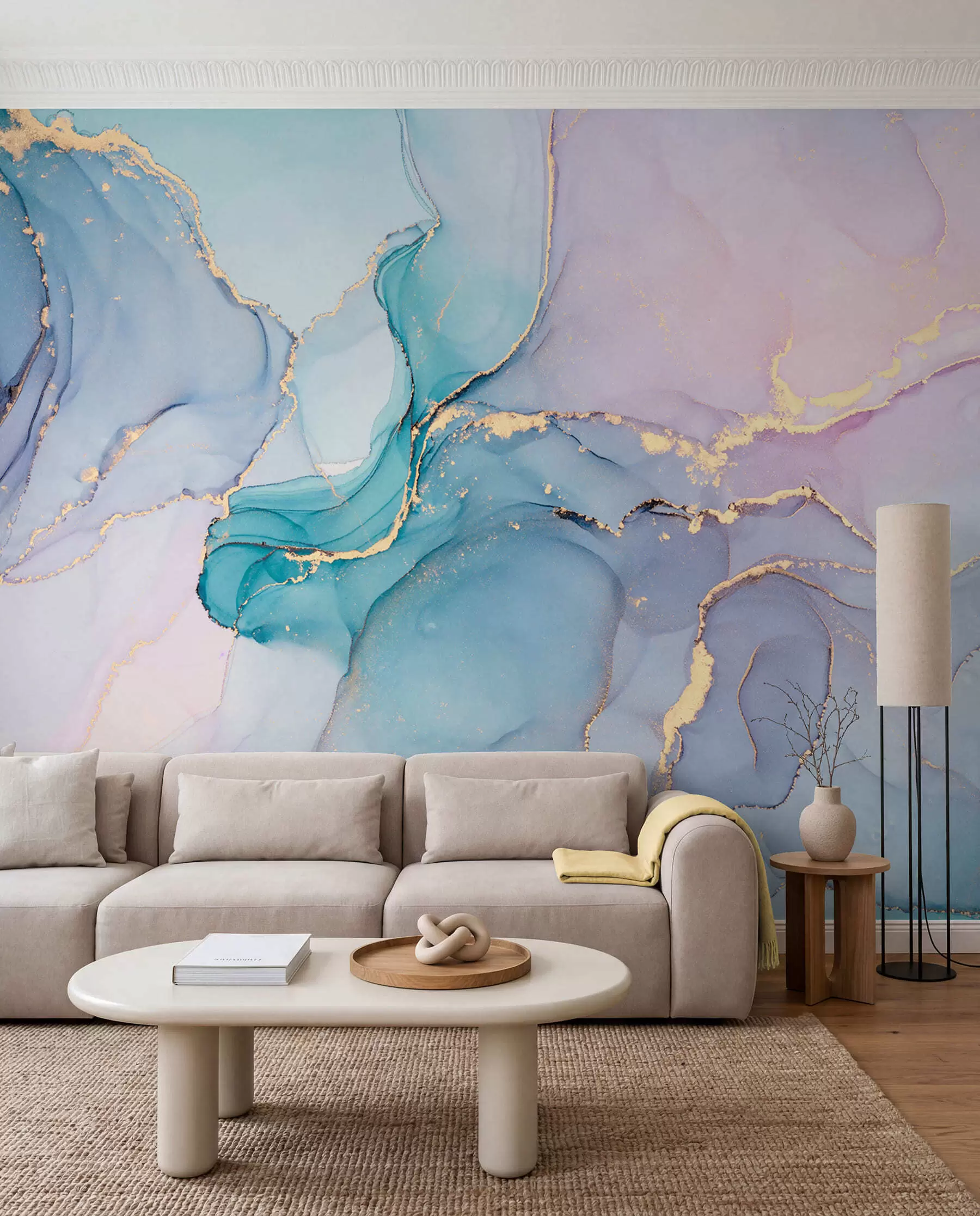Fototapete Marmor - azurblau, rosa u49408