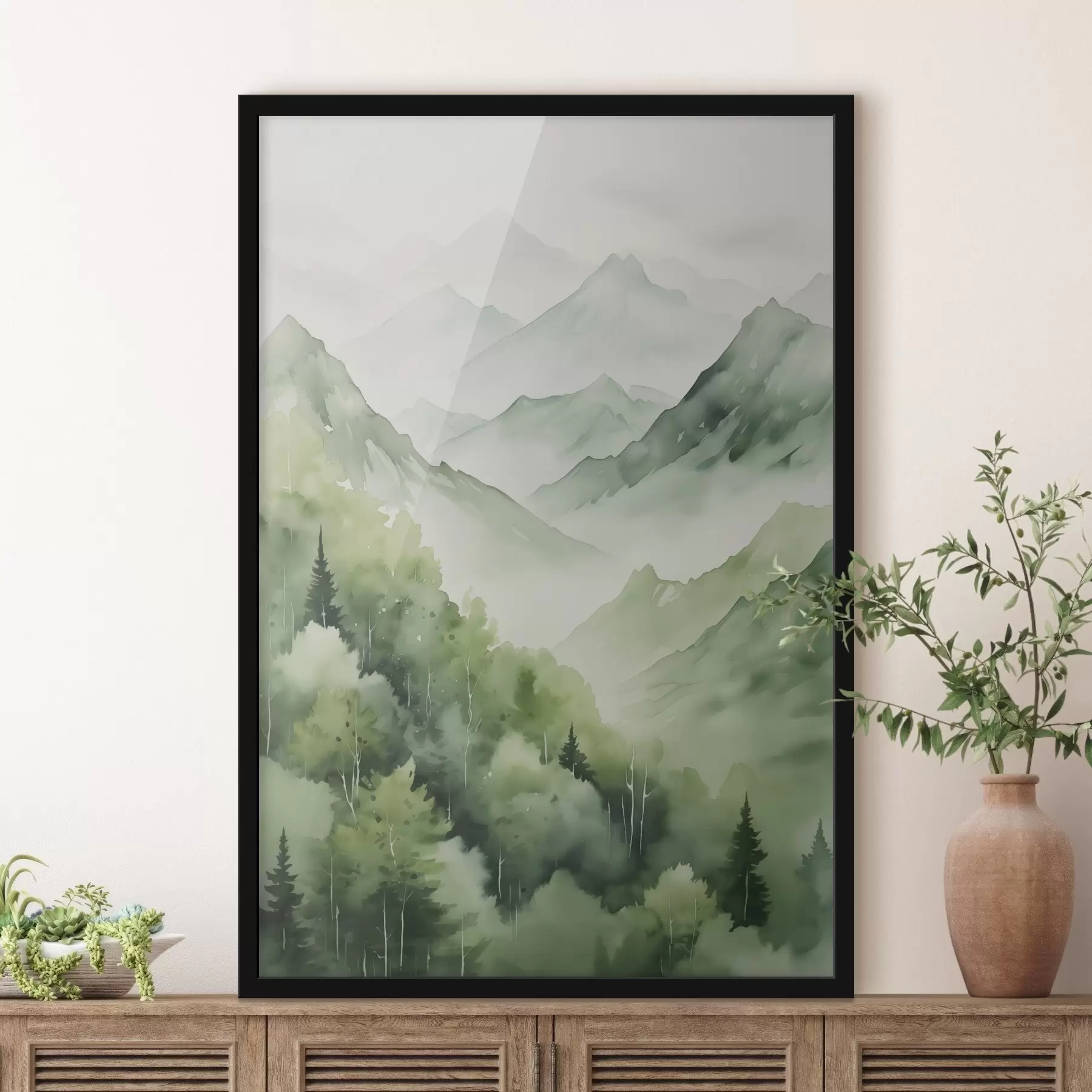 Fototapete Laubwald in den Bergen Nachahmung des Aquarells f42122