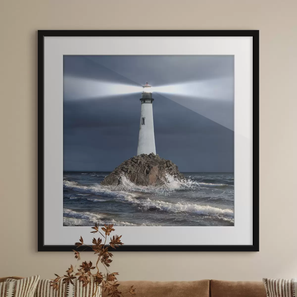 Poster Wasser, Leuchtturm und Himmel f08187