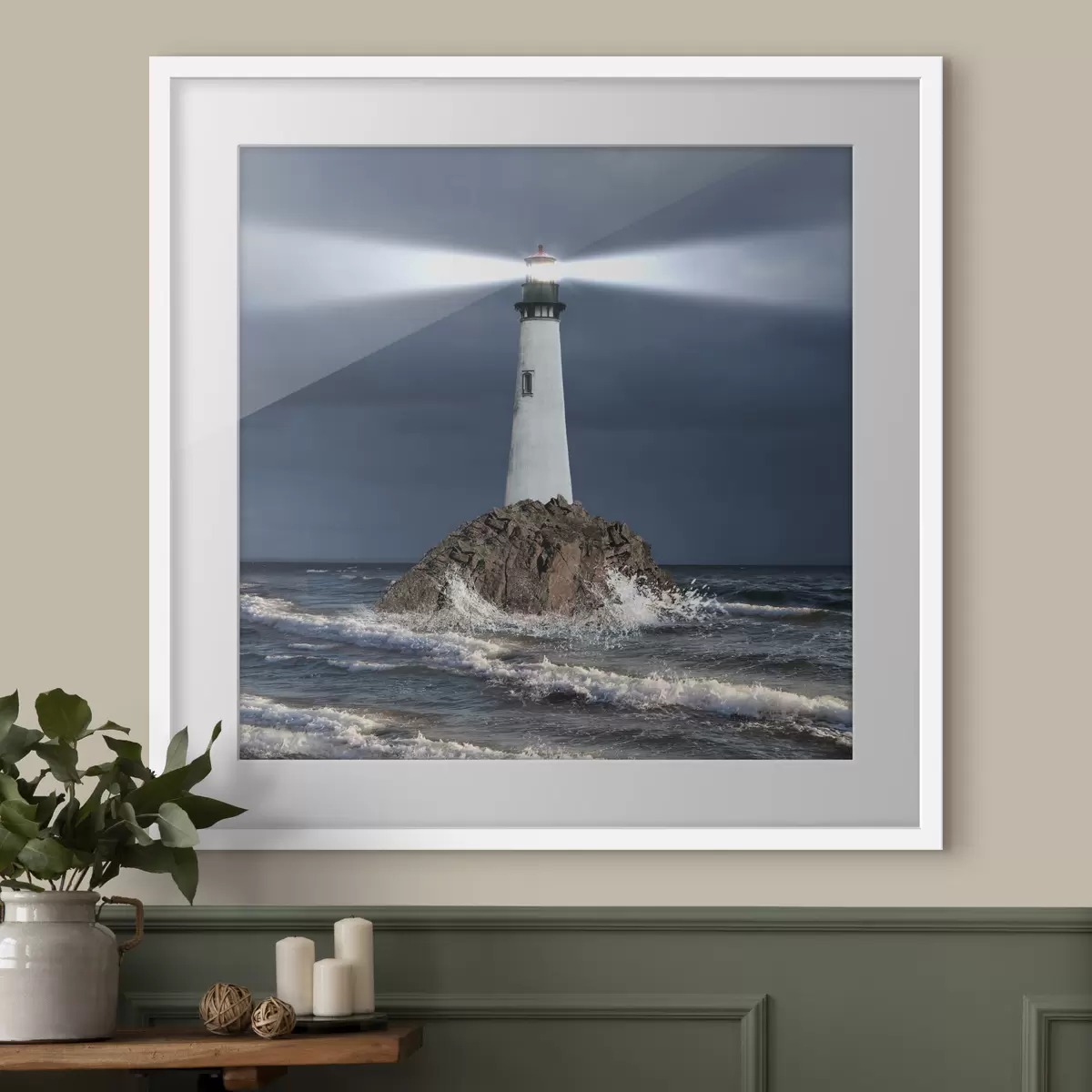 Poster Wasser, Leuchtturm und Himmel f08187