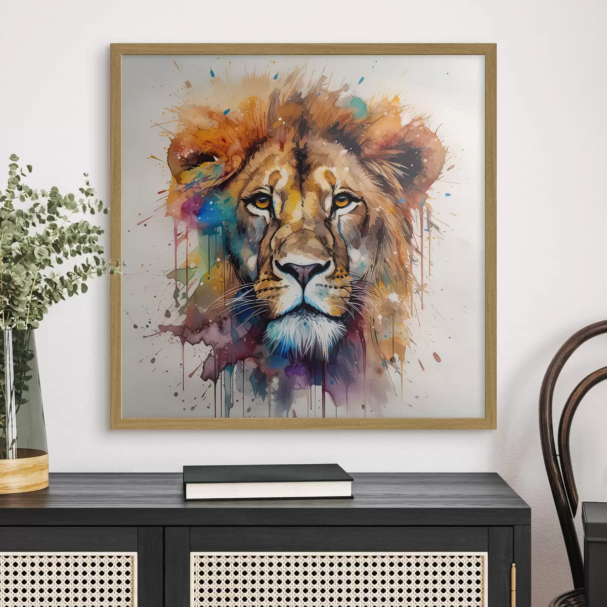 Poster Ein Löwe im Aquarellstil f32325