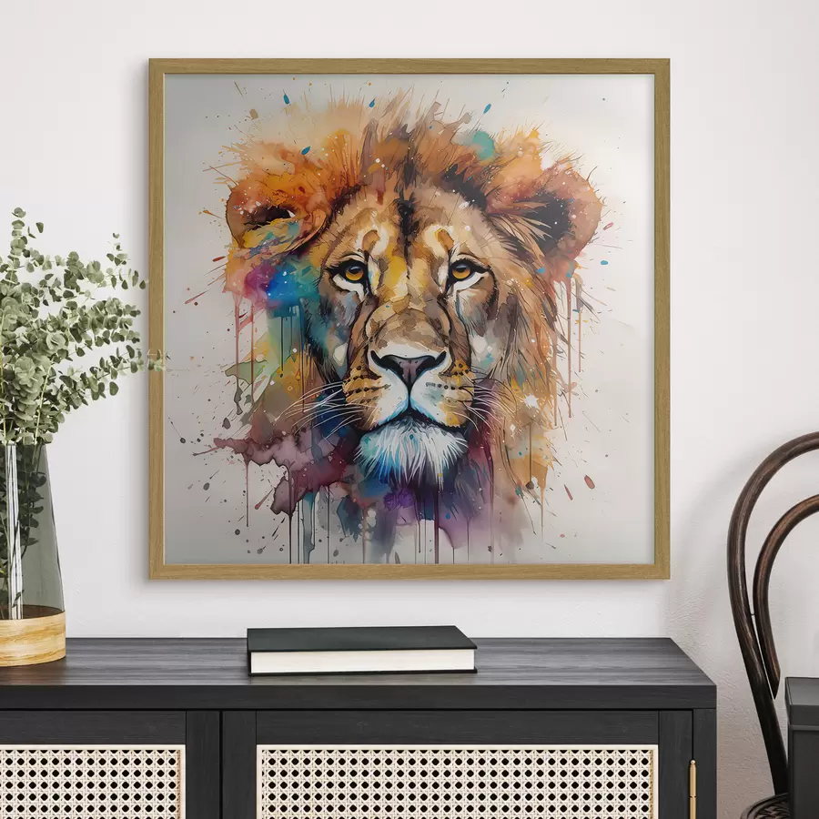 Fototapete Ein Löwe im Aquarellstil f32325