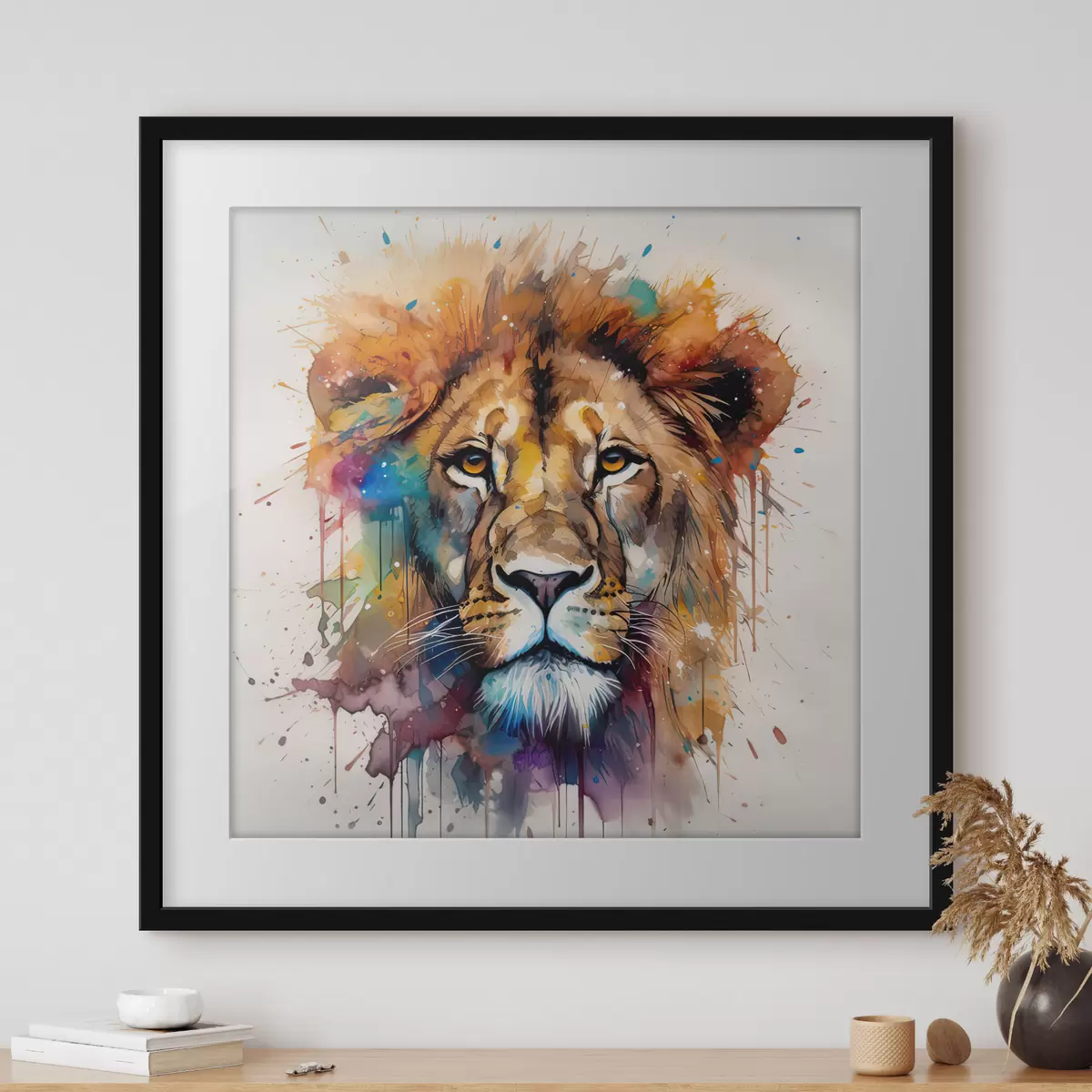 Poster Ein Löwe im Aquarellstil f32325